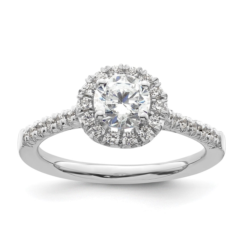 14k White Gold Halo (Holds 3/4 carat (5.7mm) Round Center) 1/3 carat Diamond Semi-mount Engagement Ring
