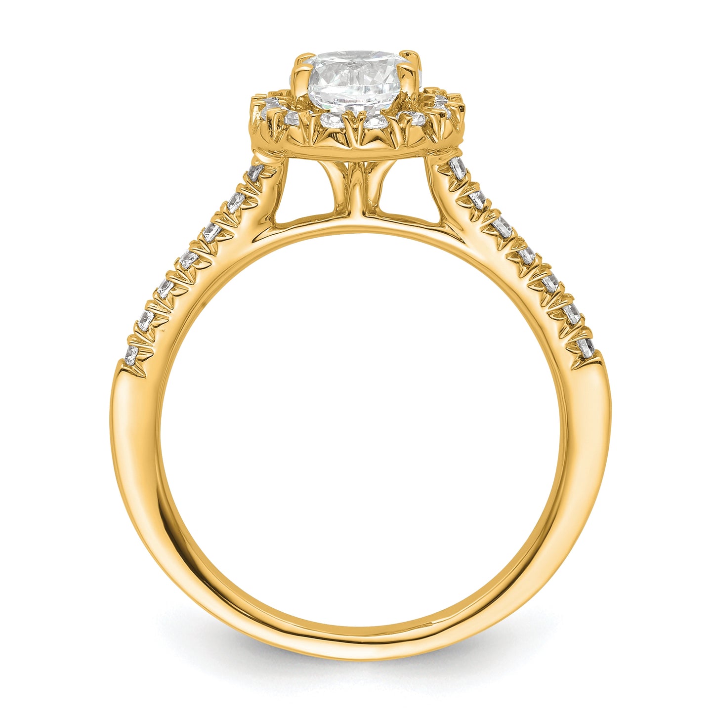 14K Yellow Gold Round Halo Diamond Semi-mount Engagement Ring