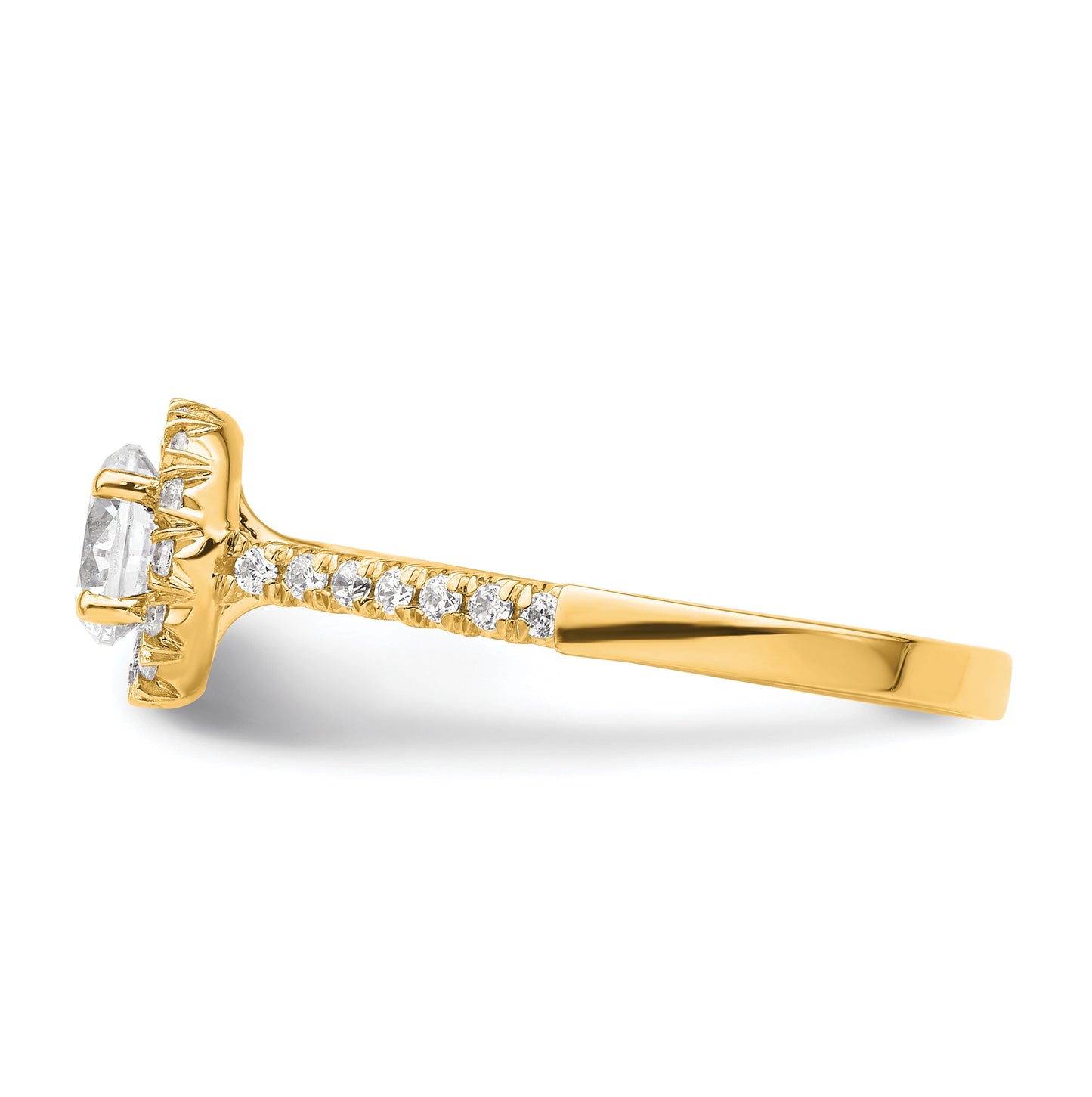 14K Yellow Gold Round Halo Diamond Semi-mount Engagement Ring
