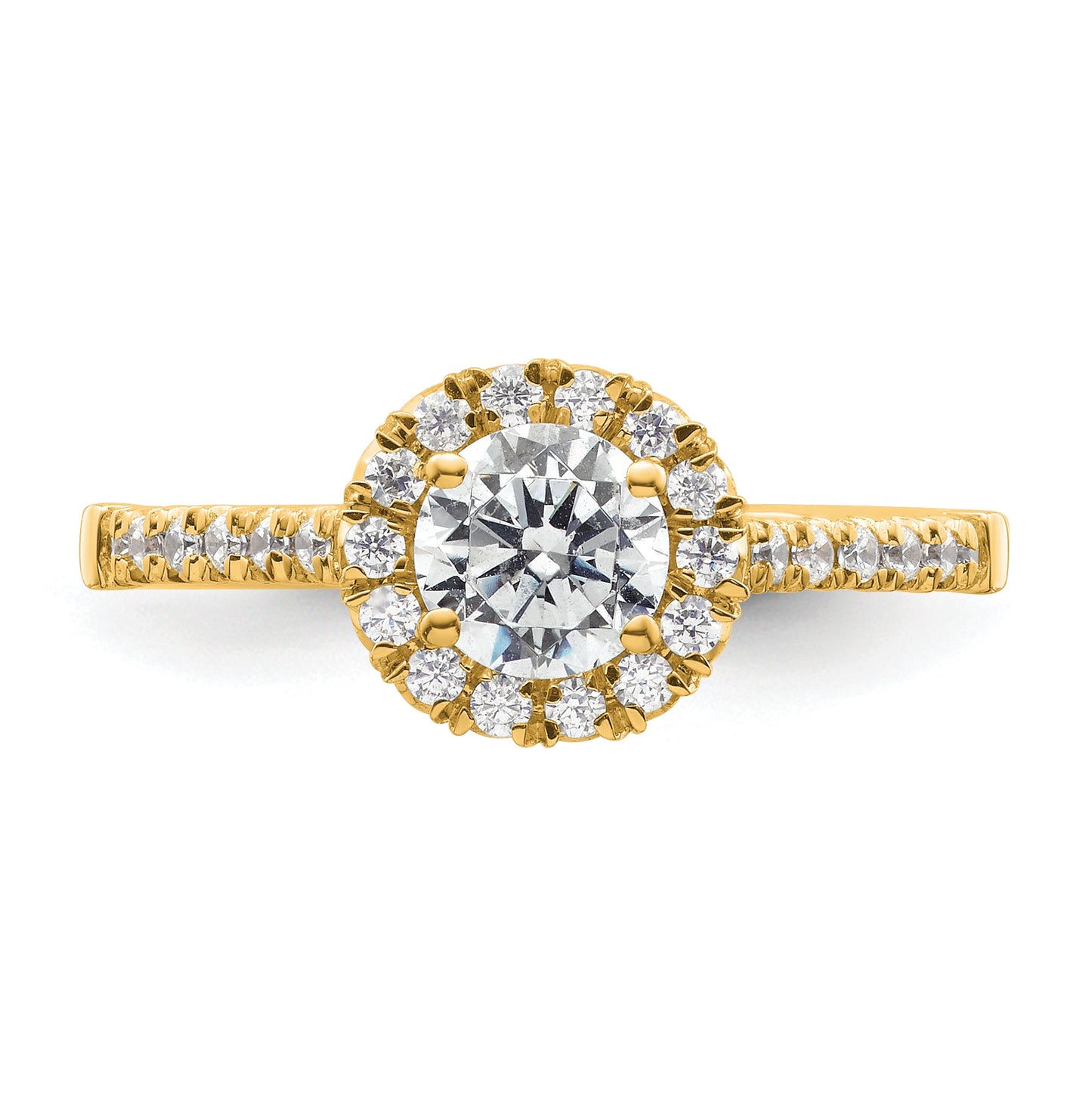 14K Yellow Gold Round Halo Diamond Semi-mount Engagement Ring