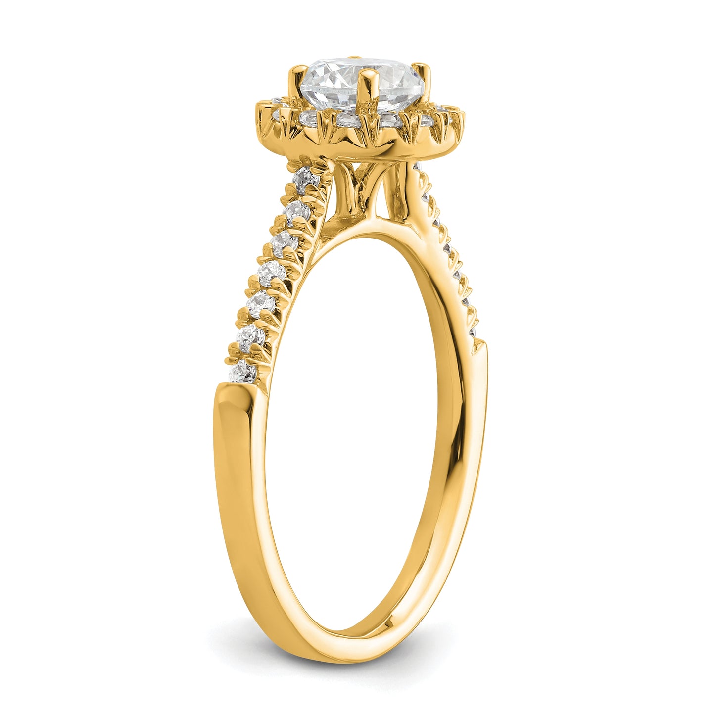 14K Yellow Gold Round Halo Diamond Semi-mount Engagement Ring