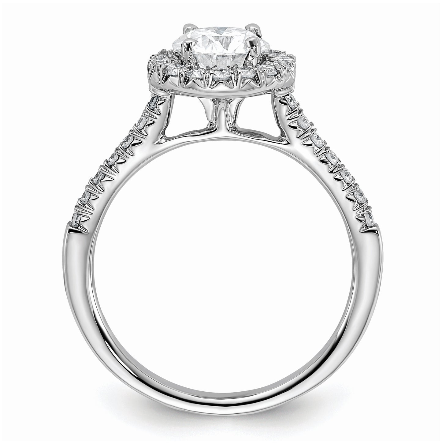 14k White Gold Halo (Holds 2 carat (8mm) Round Center) 1/2 carat Diamond Semi-mount Engagement Ring