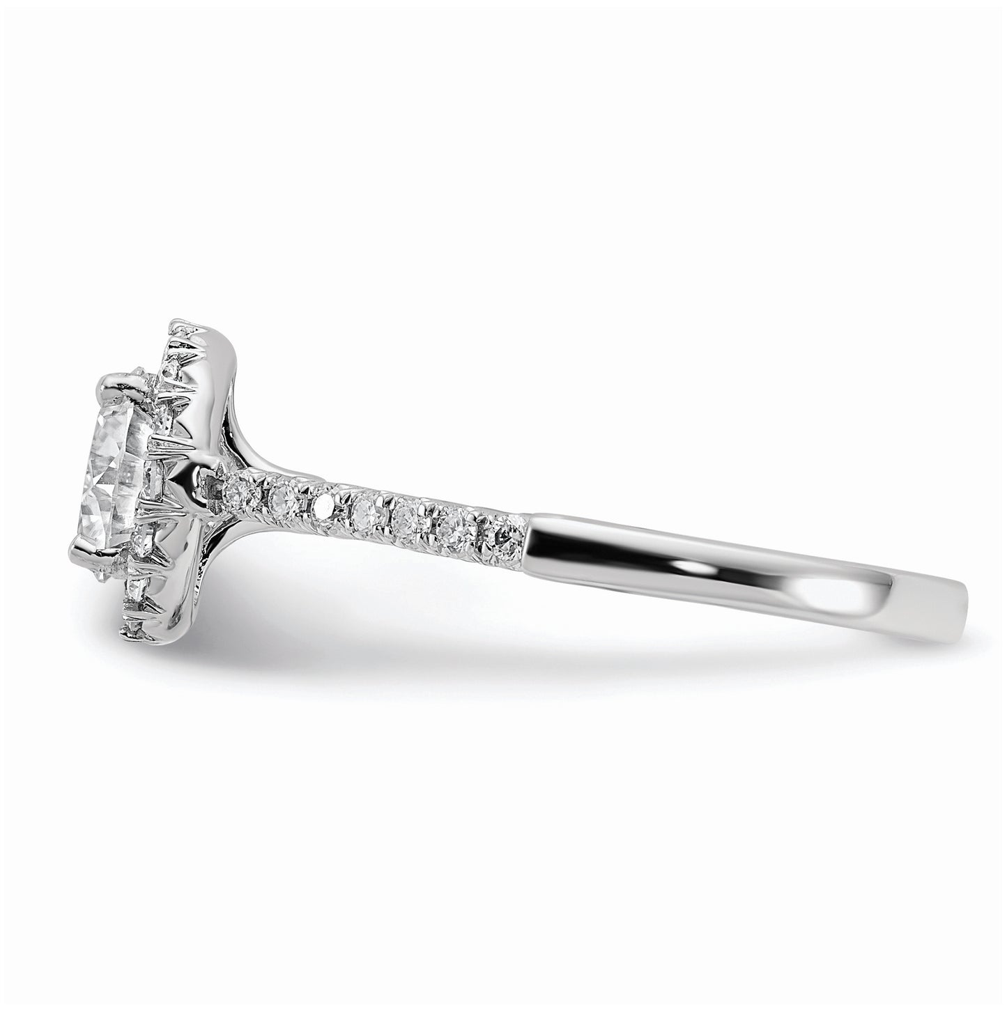14k White Gold Halo (Holds 2 carat (8mm) Round Center) 1/2 carat Diamond Semi-mount Engagement Ring