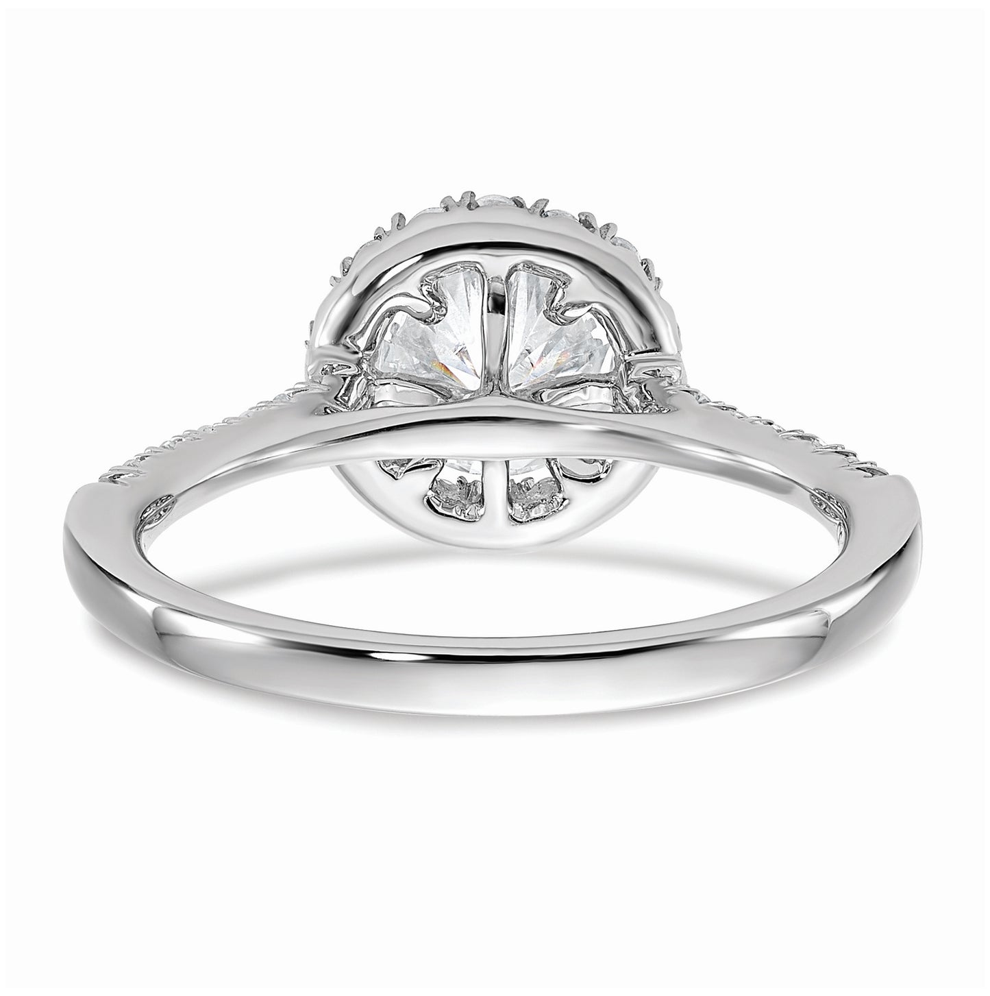 14k White Gold Halo (Holds 2 carat (8mm) Round Center) 1/2 carat Diamond Semi-mount Engagement Ring