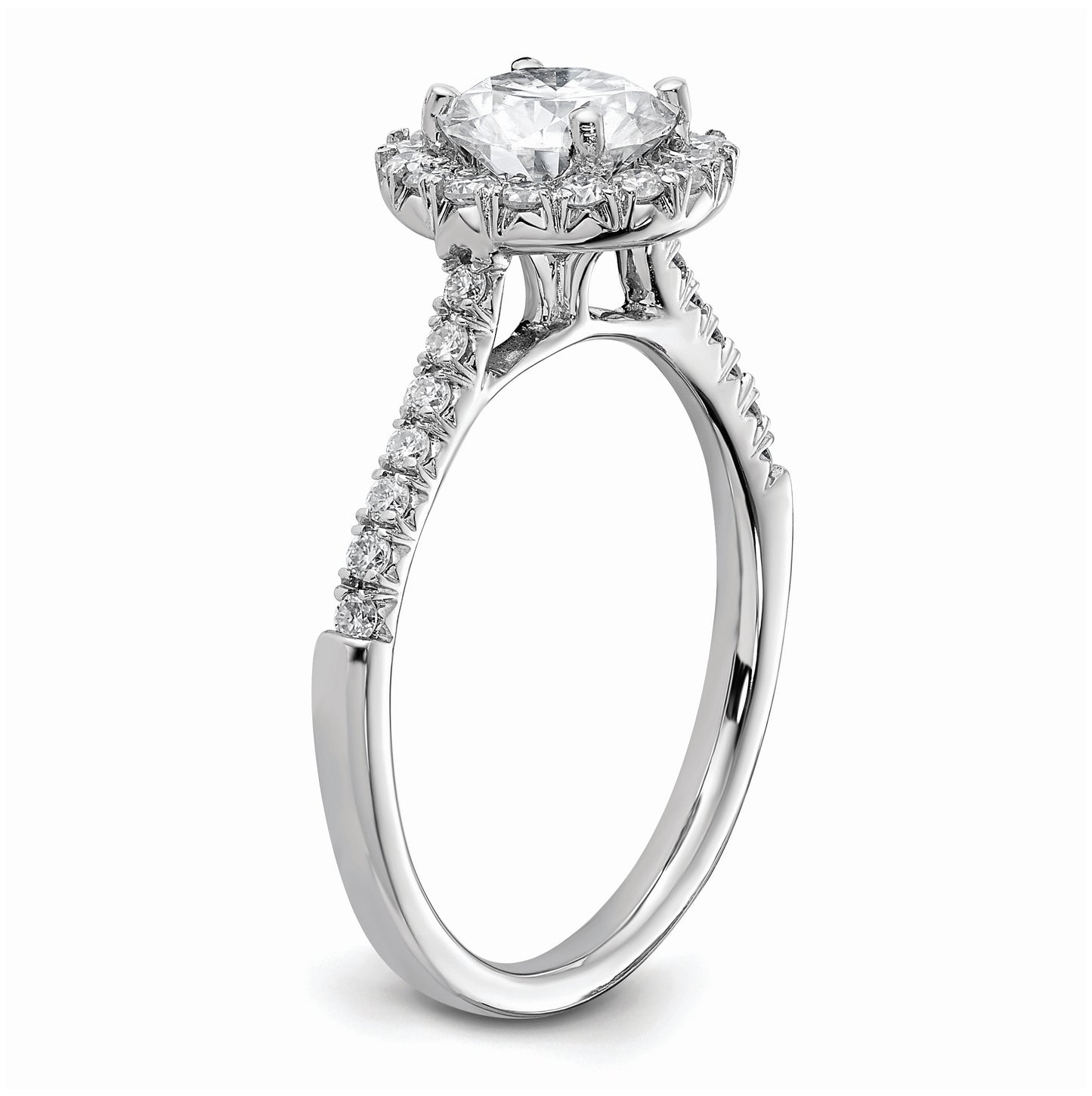 14k White Gold Halo (Holds 2 carat (8mm) Round Center) 1/2 carat Diamond Semi-mount Engagement Ring