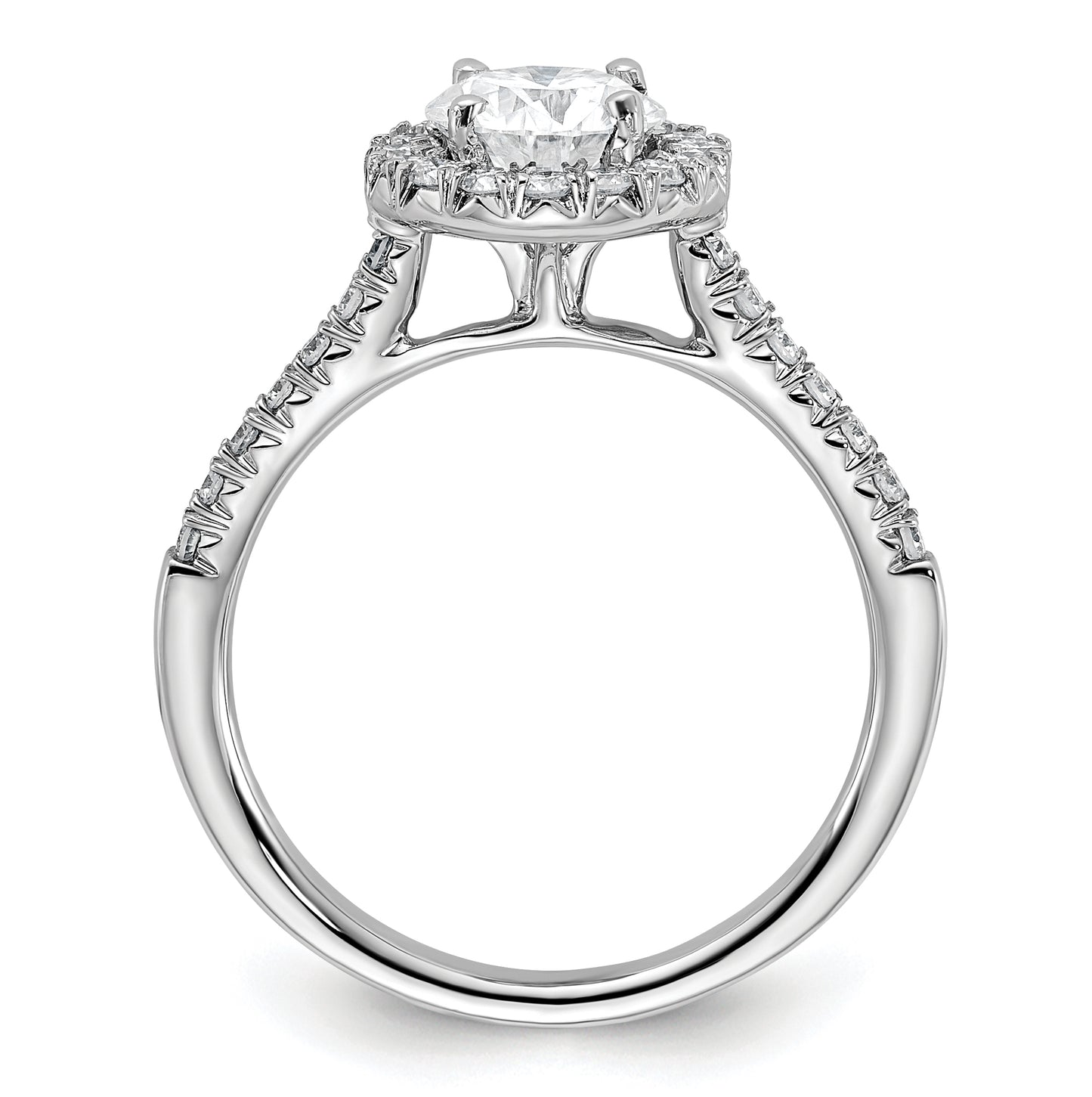 True Origin 14K White Gold 1/3 carat Lab Grown Diamond VS/SI D E F Semi Mount Round Halo Engagement Ring
