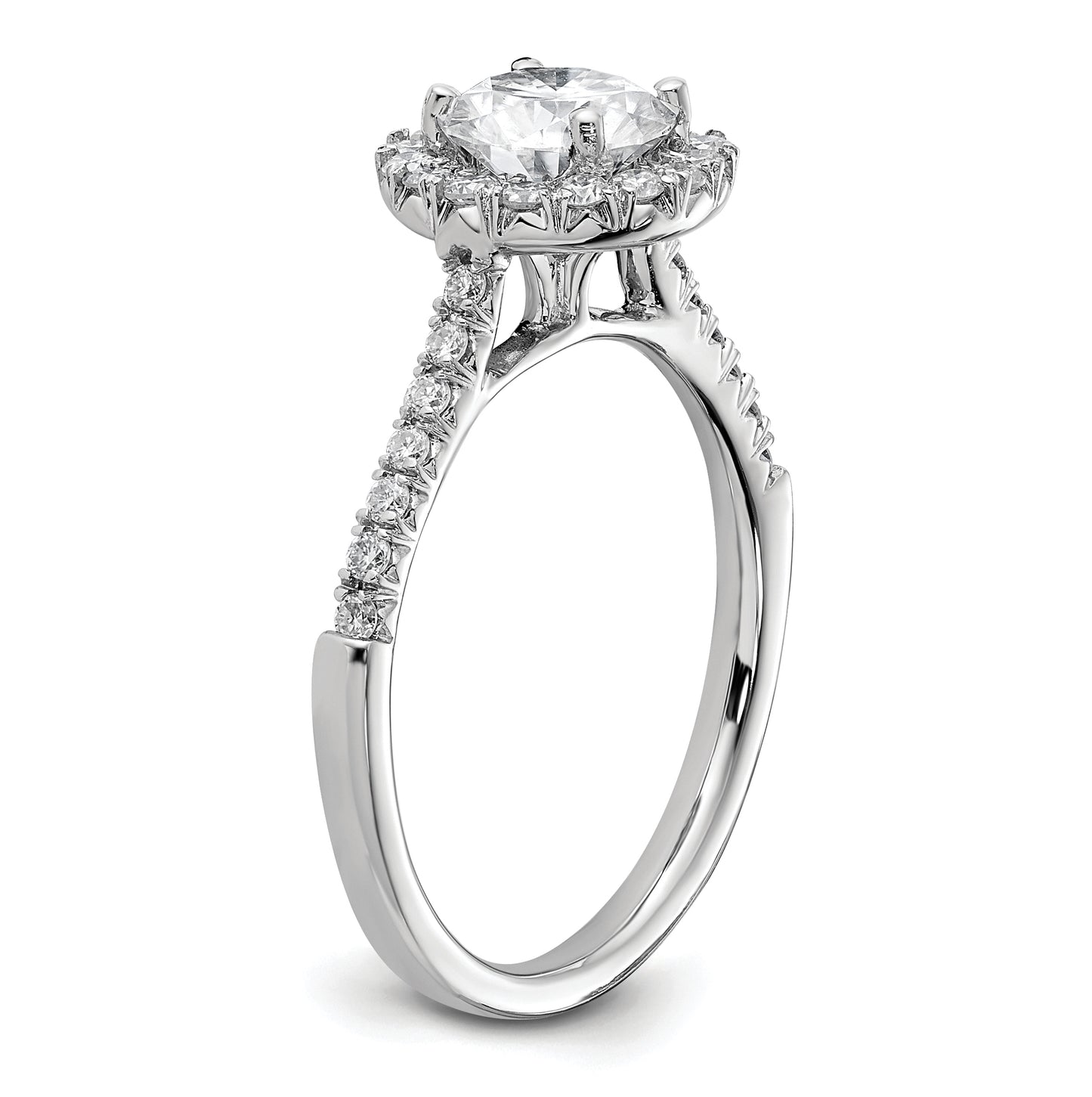 True Origin 14K White Gold 1/3 carat Lab Grown Diamond VS/SI D E F Semi Mount Round Halo Engagement Ring