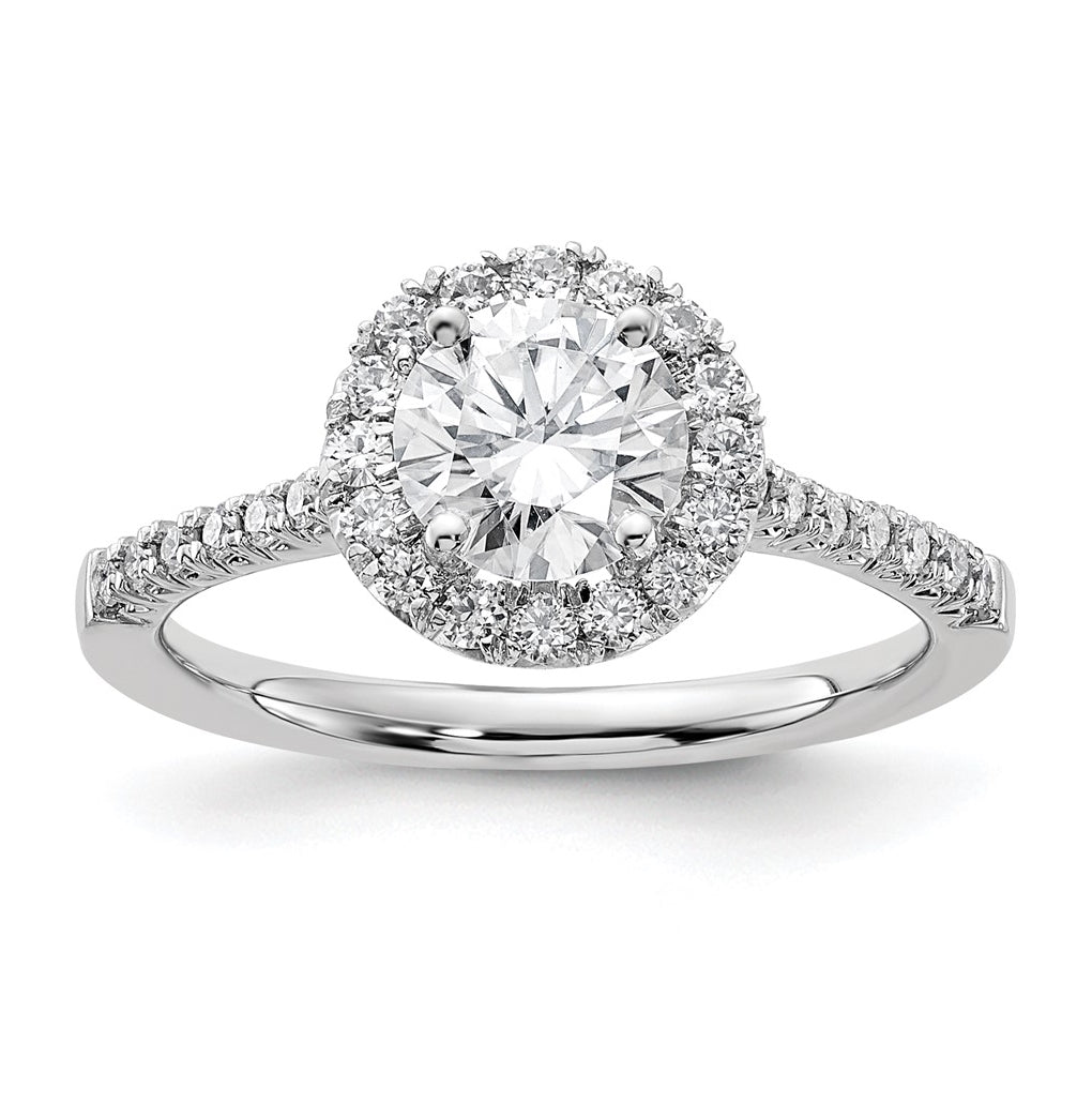 True Origin 14K White Gold 1/3 carat Lab Grown Diamond VS/SI D E F Semi Mount Round Halo Engagement Ring