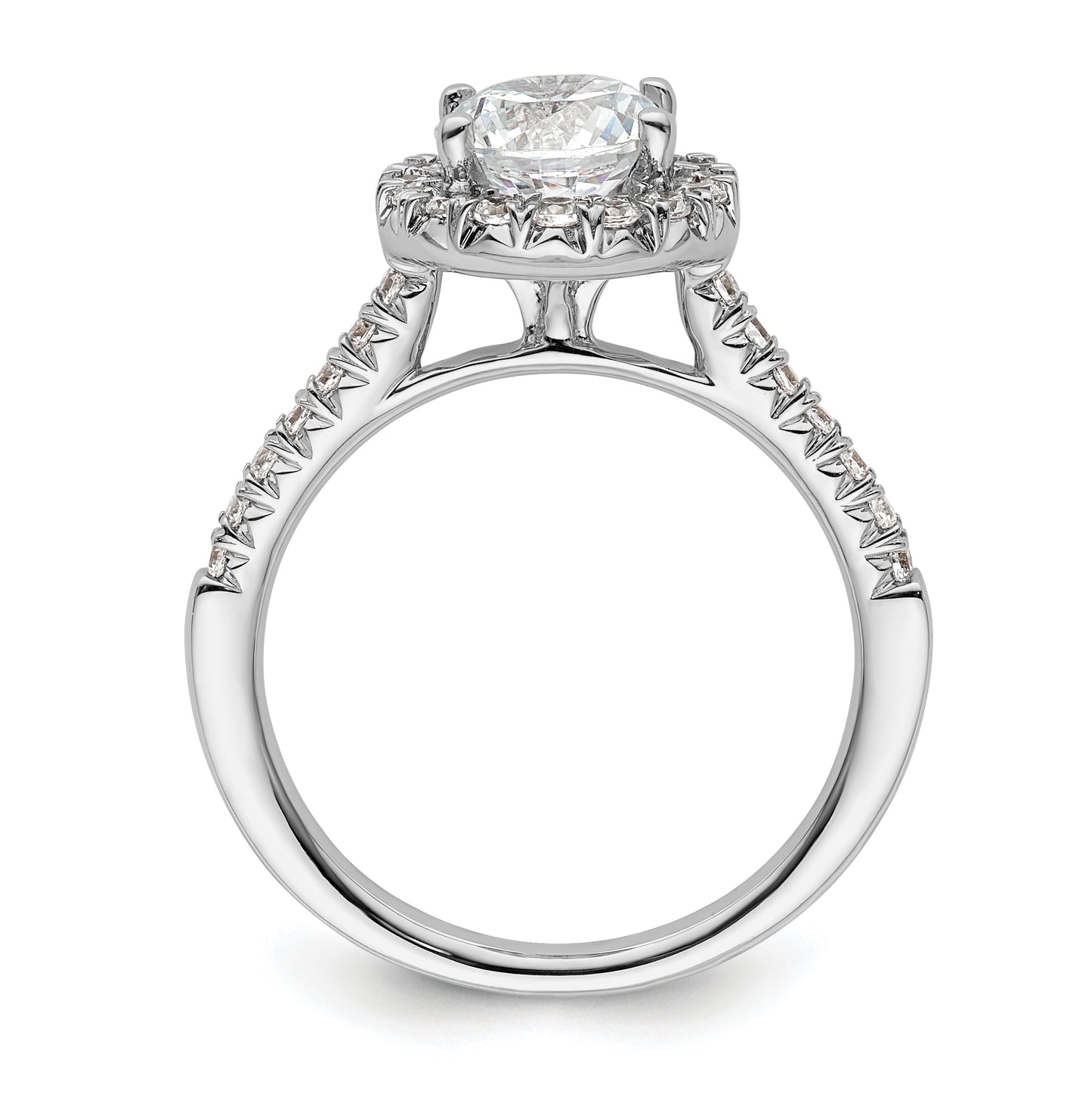 14k White Gold Halo (Holds 1.25 carat (7mm) Round Center) 3/8 carat Diamond Semi-mount Engagement Ring