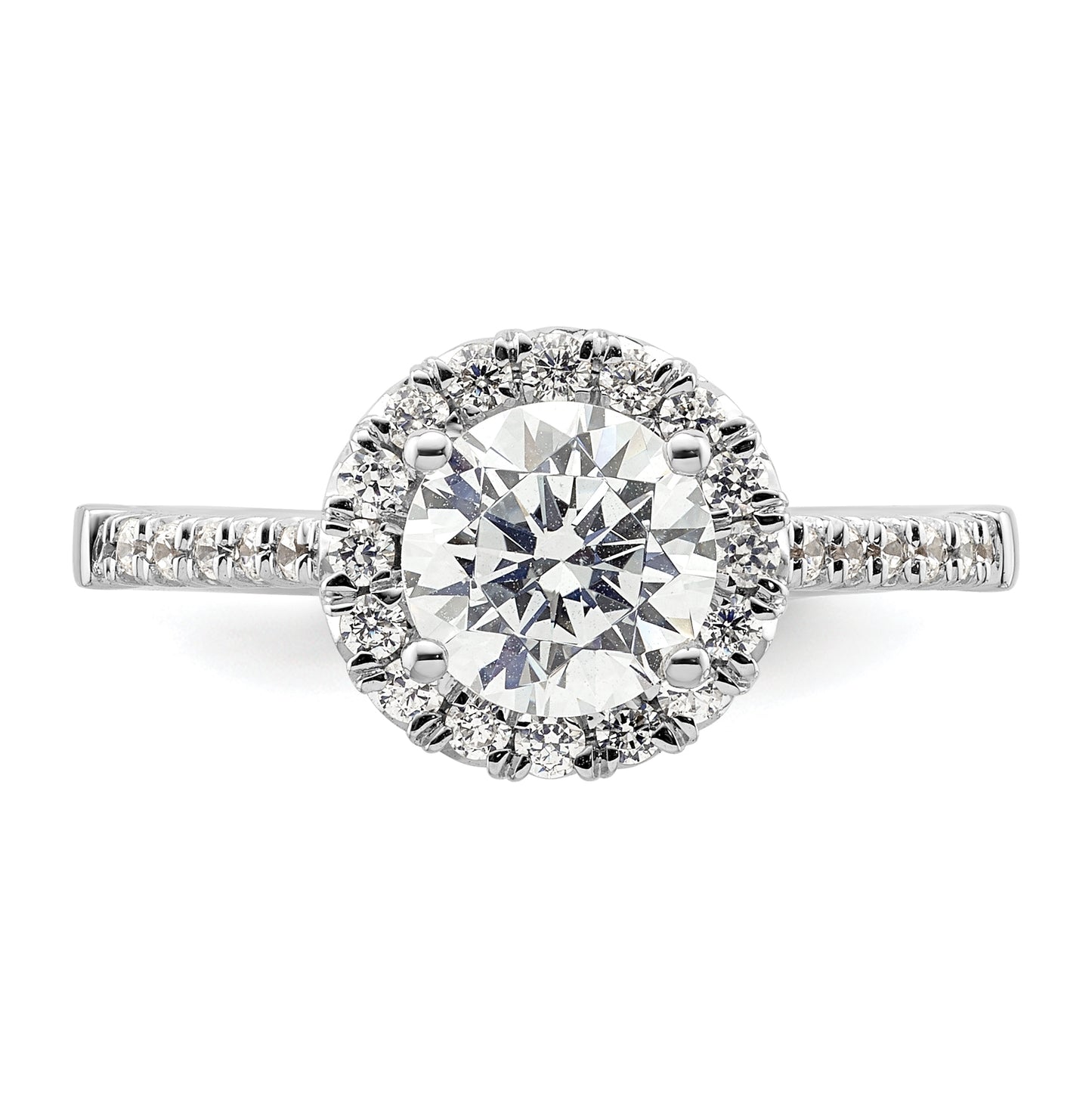 14k White Gold Halo (Holds 1.25 carat (7mm) Round Center) 3/8 carat Diamond Semi-mount Engagement Ring