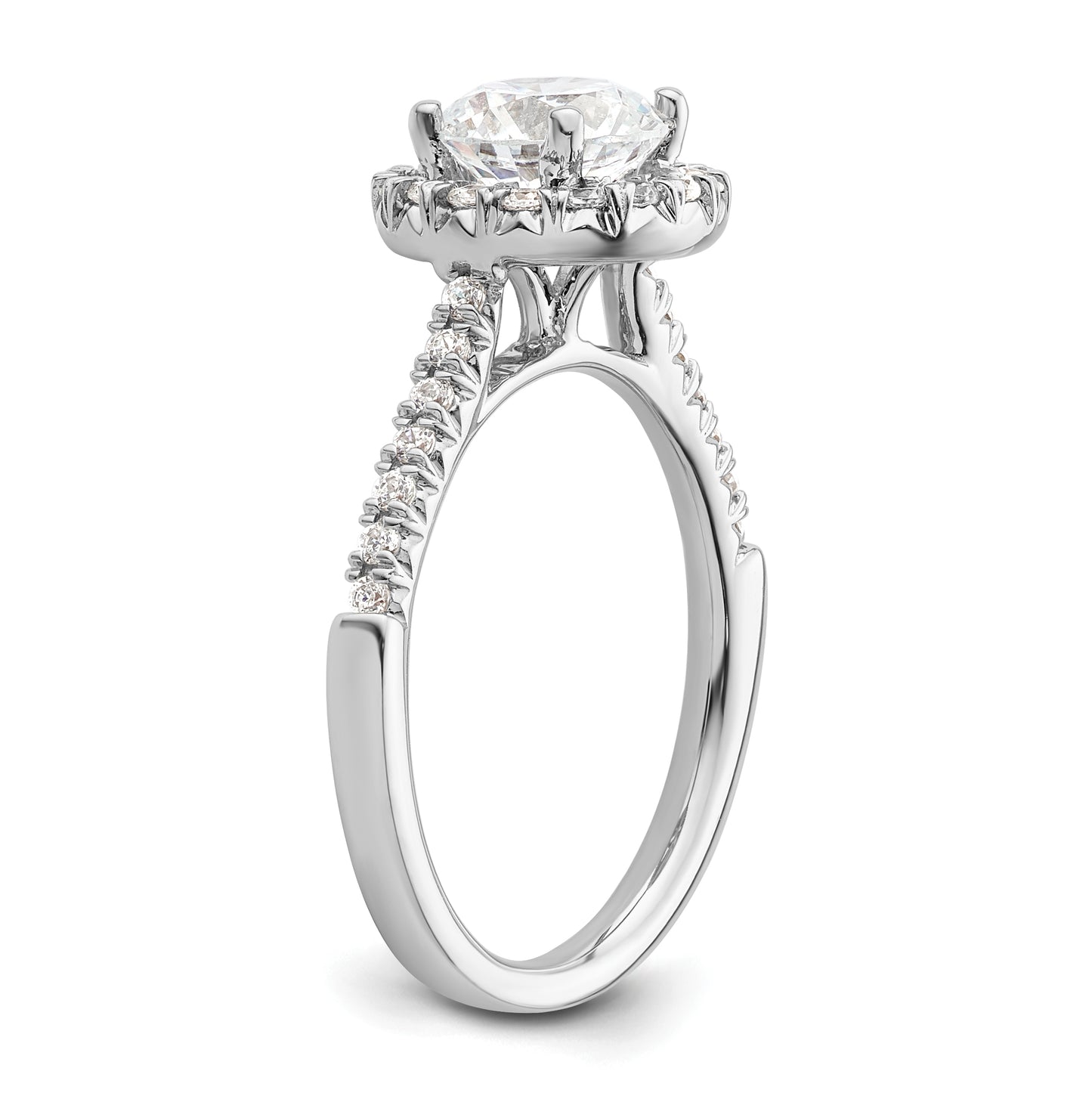 14k White Gold Halo (Holds 1.25 carat (7mm) Round Center) 3/8 carat Diamond Semi-mount Engagement Ring