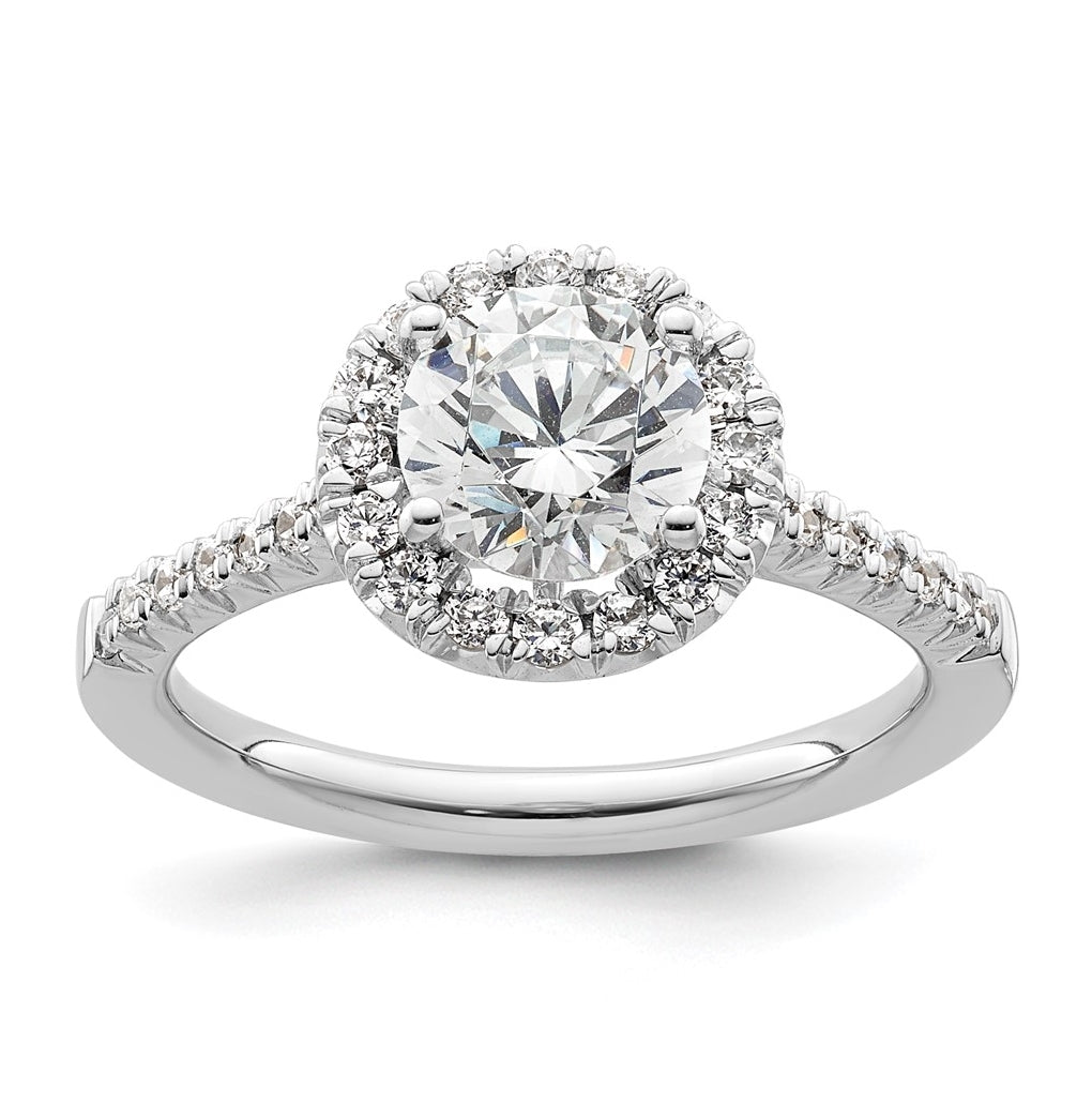 14k White Gold Halo (Holds 1.25 carat (7mm) Round Center) 3/8 carat Diamond Semi-mount Engagement Ring