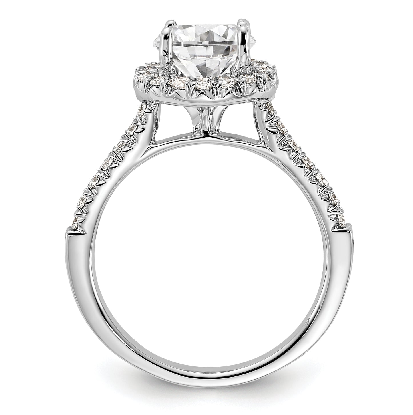 True Origin 14K White Gold 1/2 carat Lab Grown Diamond VS/SI D E F Semi Mount Round Halo Engagement Ring