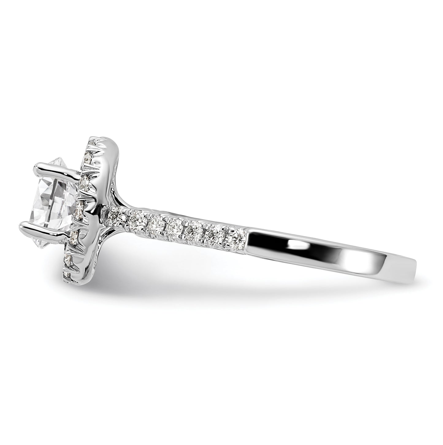 True Origin 14K White Gold 1/2 carat Lab Grown Diamond VS/SI D E F Semi Mount Round Halo Engagement Ring
