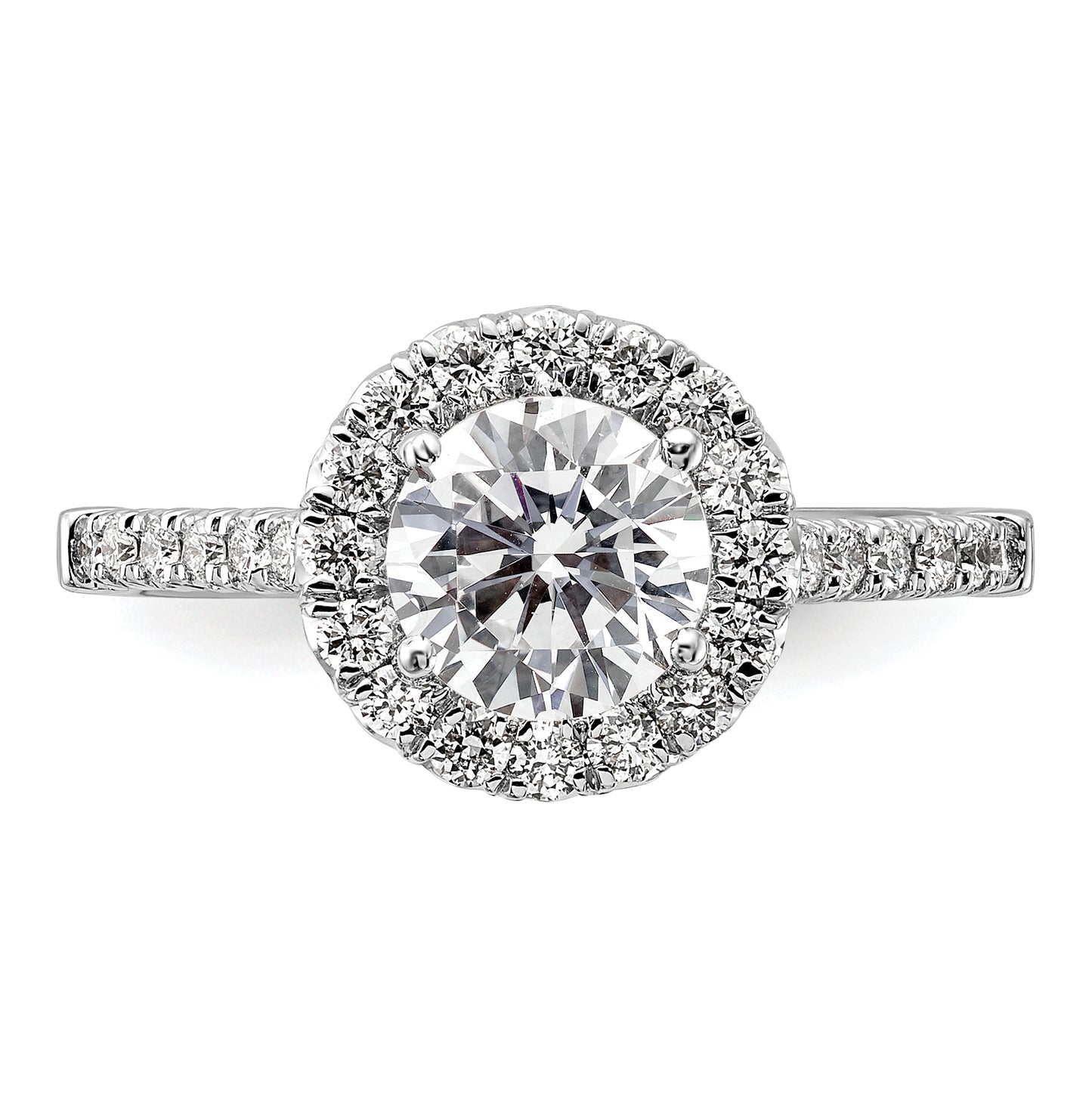 True Origin 14K White Gold 1/2 carat Lab Grown Diamond VS/SI D E F Semi Mount Round Halo Engagement Ring