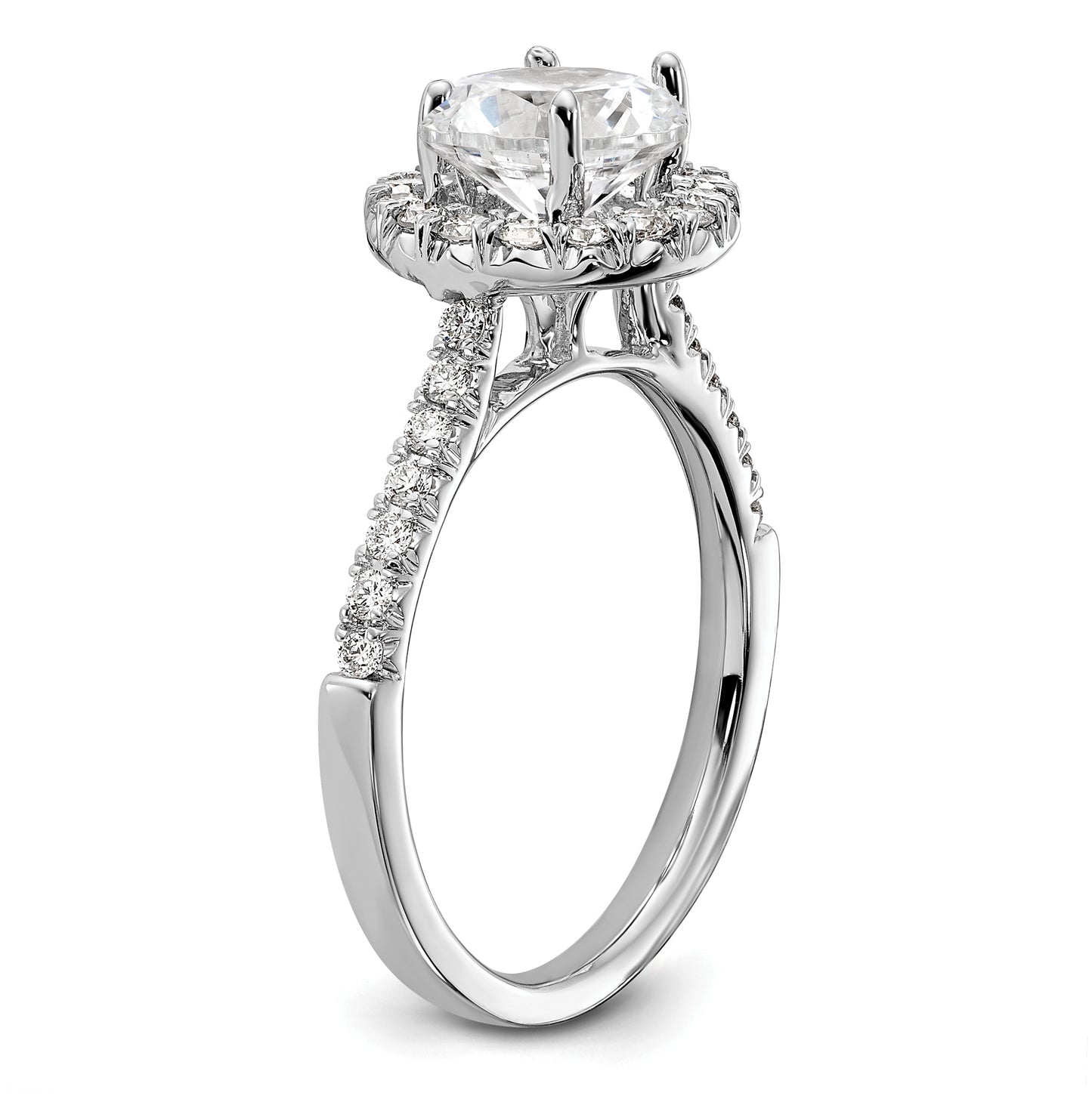 True Origin 14K White Gold 1/2 carat Lab Grown Diamond VS/SI D E F Semi Mount Round Halo Engagement Ring