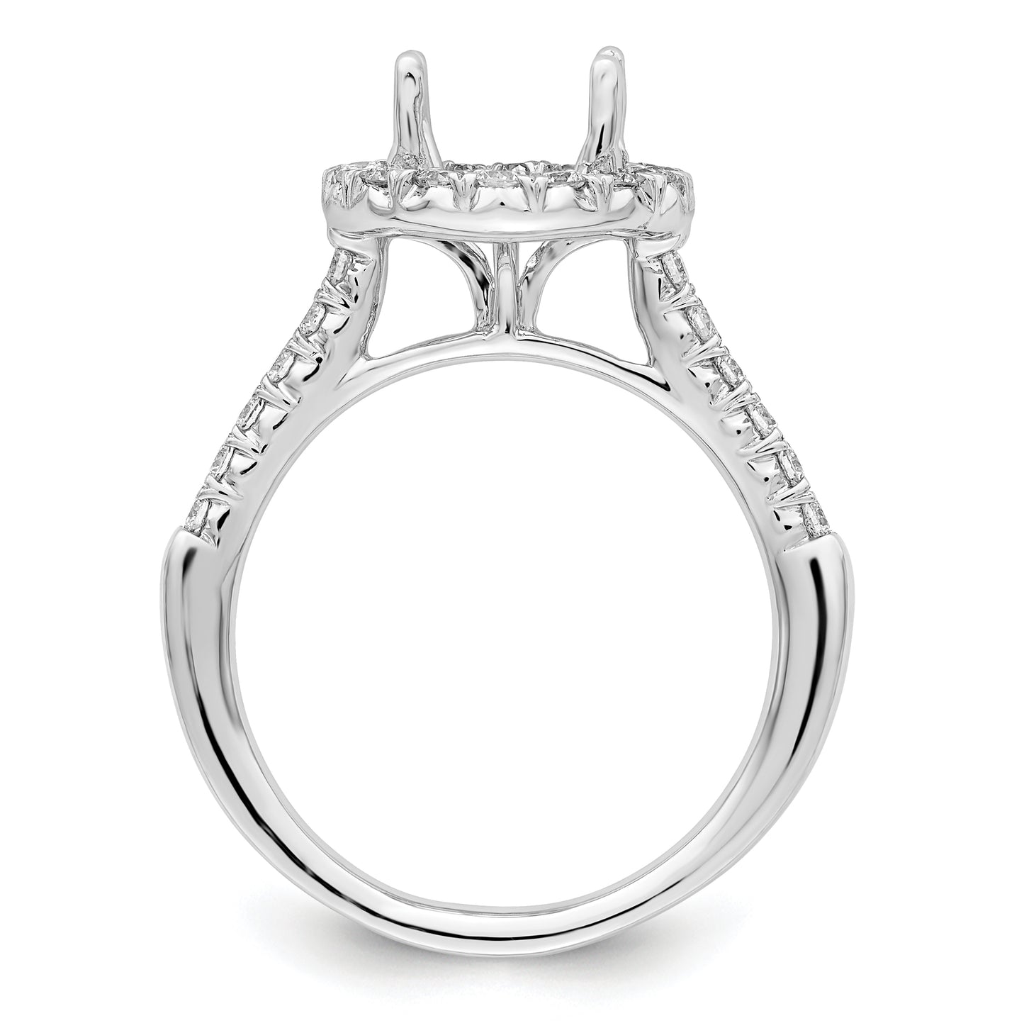 True Origin 14K White Gold 1/2 carat Lab Grown Diamond VS/SI D E F Semi Mount Round Halo Engagement Ring, 11 mm