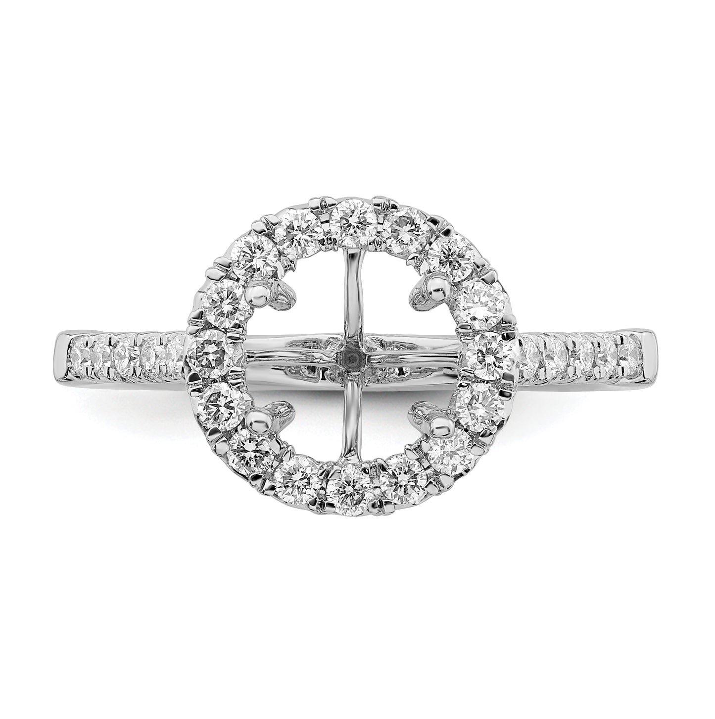 True Origin 14K White Gold 1/2 carat Lab Grown Diamond VS/SI D E F Semi Mount Round Halo Engagement Ring, 11 mm