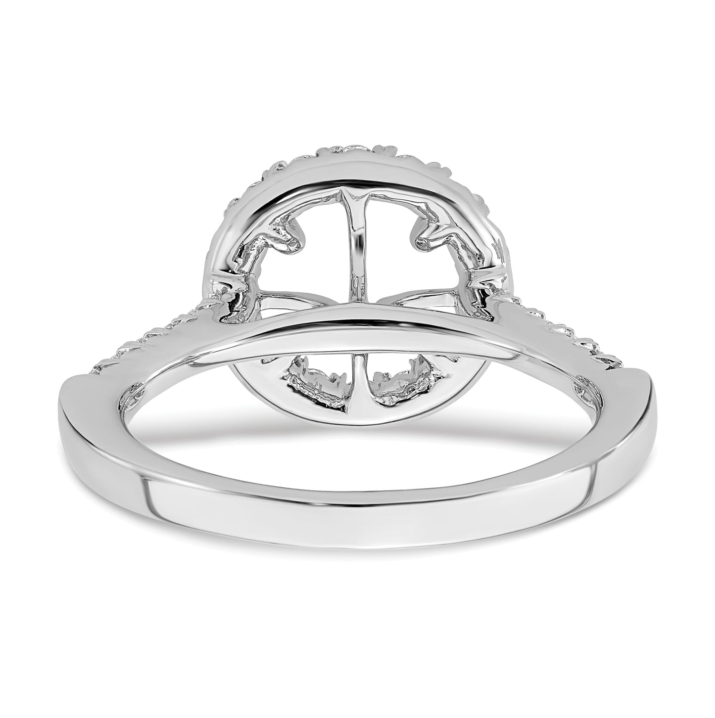 True Origin 14K White Gold 1/2 carat Lab Grown Diamond VS/SI D E F Semi Mount Round Halo Engagement Ring, 11 mm