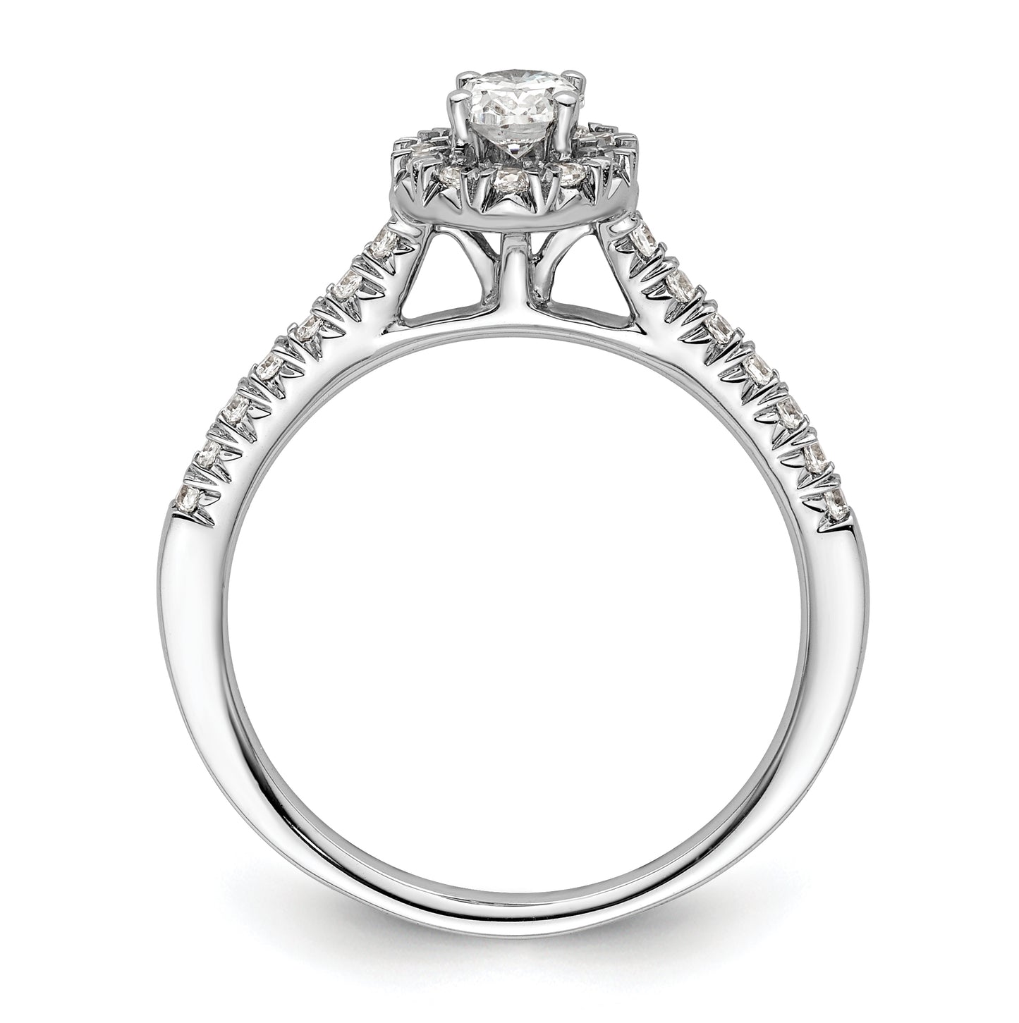 14k White Gold Halo (Holds 1/3 carat (5x4mm) Oval Center) 1/4 carat Diamond Semi-mount Engagement Ring