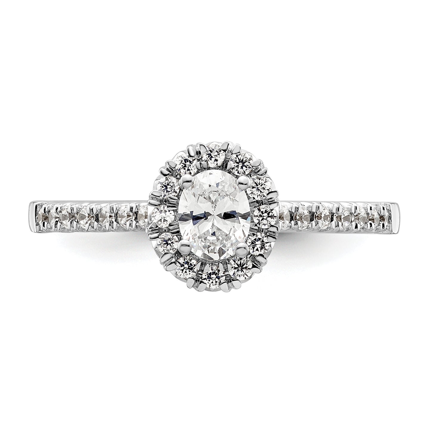 14k White Gold Halo (Holds 1/3 carat (5x4mm) Oval Center) 1/4 carat Diamond Semi-mount Engagement Ring