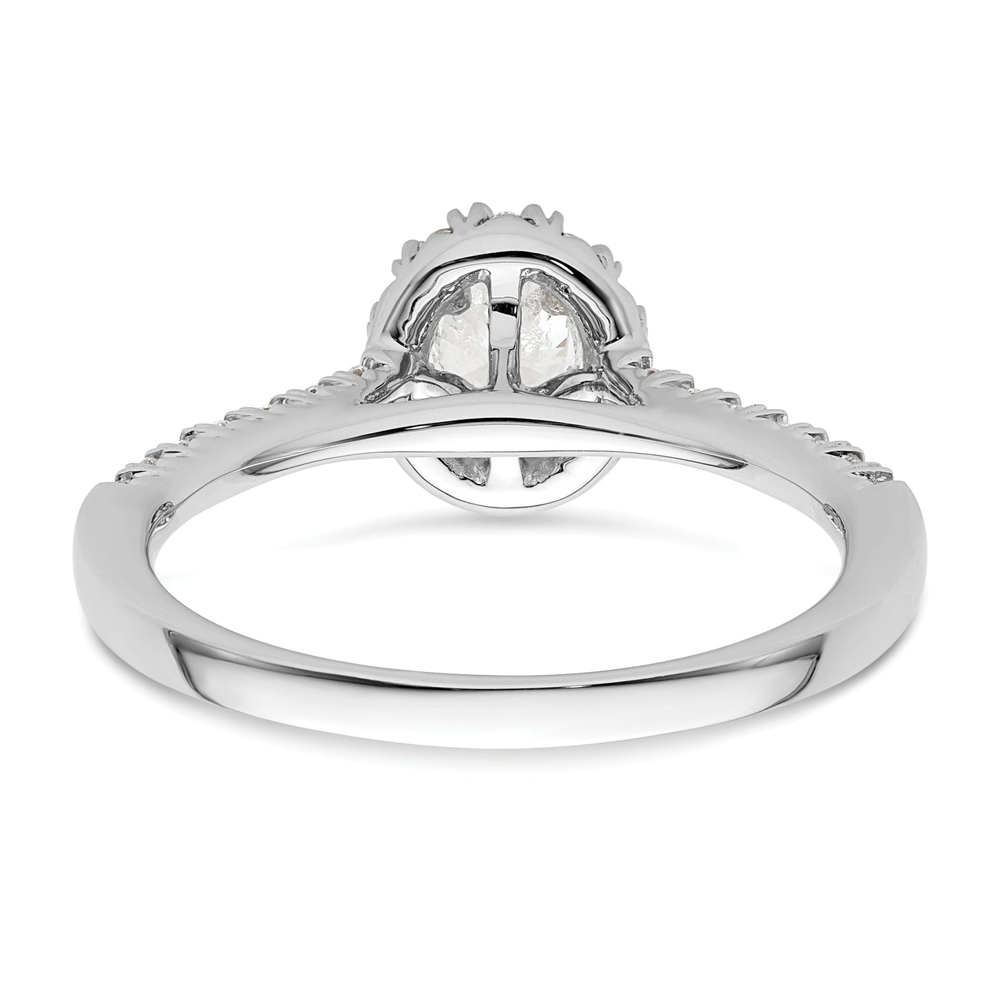 14k White Gold Halo (Holds 1/3 carat (5x4mm) Oval Center) 1/4 carat Diamond Semi-mount Engagement Ring