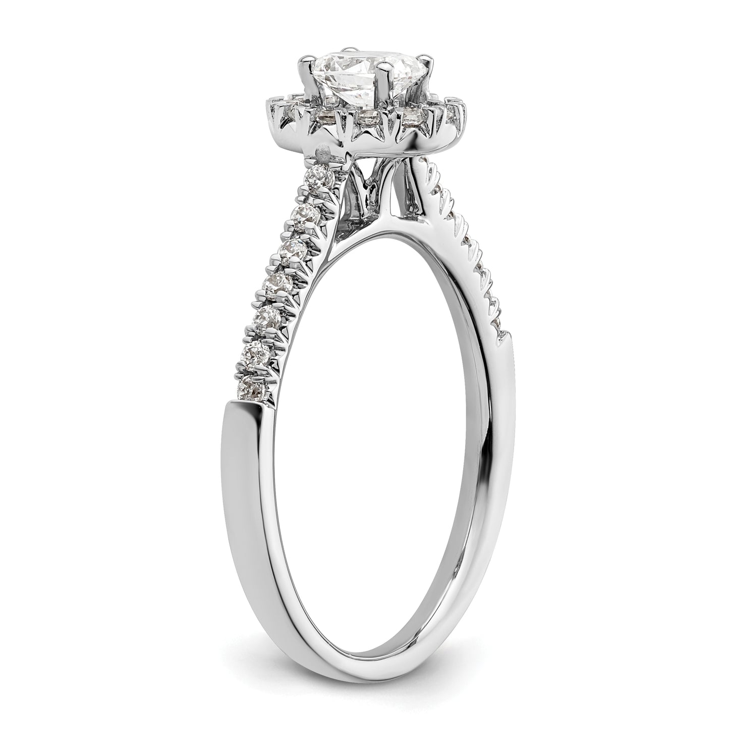 14k White Gold Halo (Holds 1/3 carat (5x4mm) Oval Center) 1/4 carat Diamond Semi-mount Engagement Ring