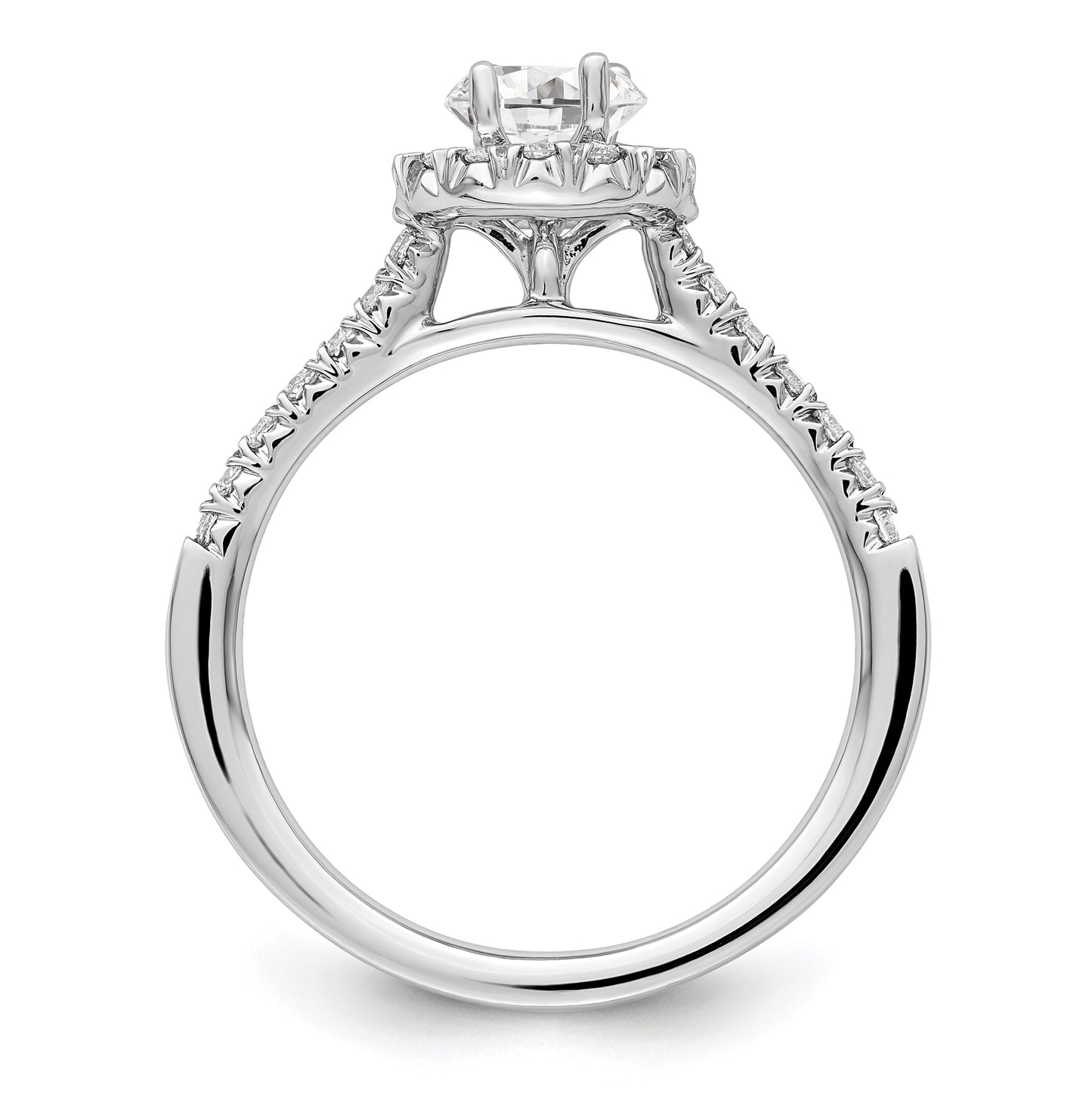 14k White Gold Halo (Holds 1/2 carat (5.9x4.5mm) Oval Center) 1/3 carat Diamond Semi-mount Engagement Ring