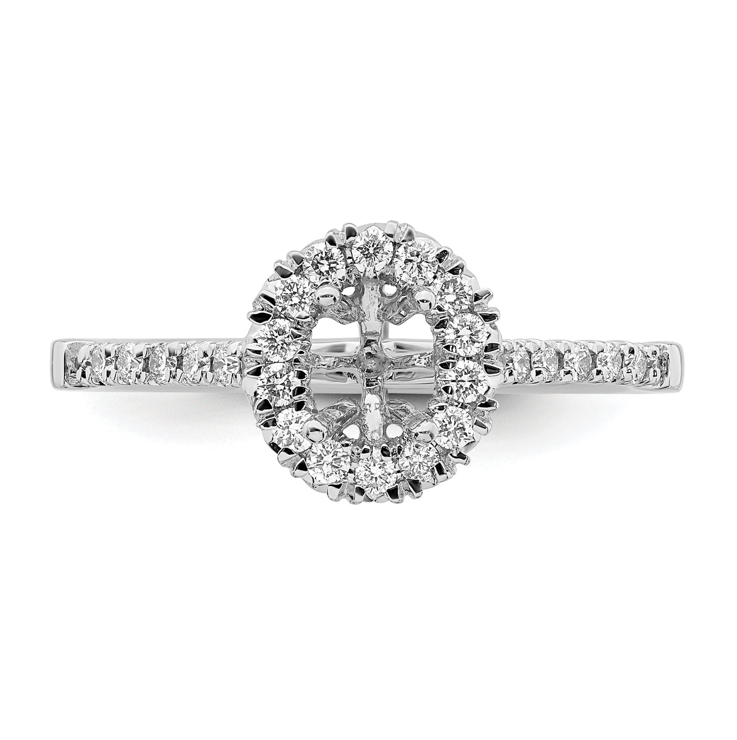 14k White Gold Halo (Holds 1/2 carat (5.9x4.5mm) Oval Center) 1/3 carat Diamond Semi-mount Engagement Ring