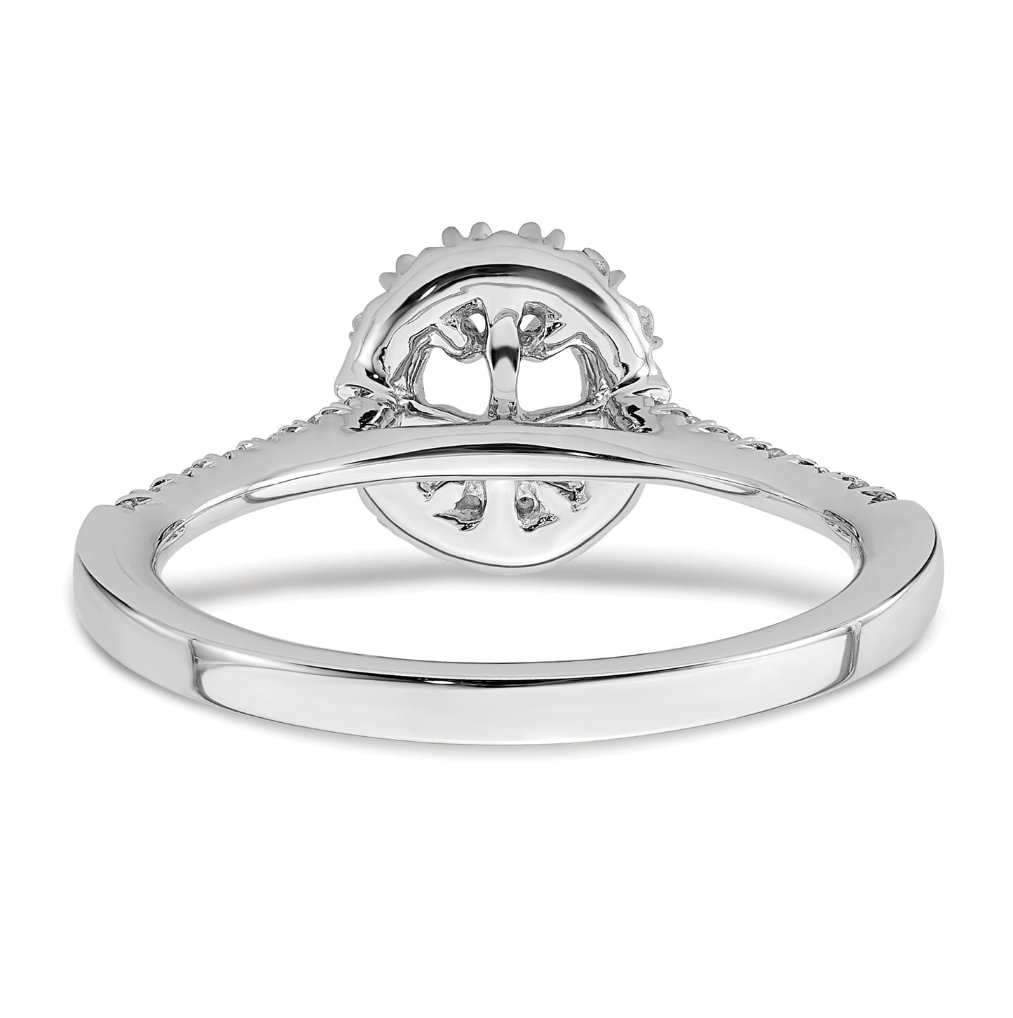 14k White Gold Halo (Holds 1/2 carat (5.9x4.5mm) Oval Center) 1/3 carat Diamond Semi-mount Engagement Ring