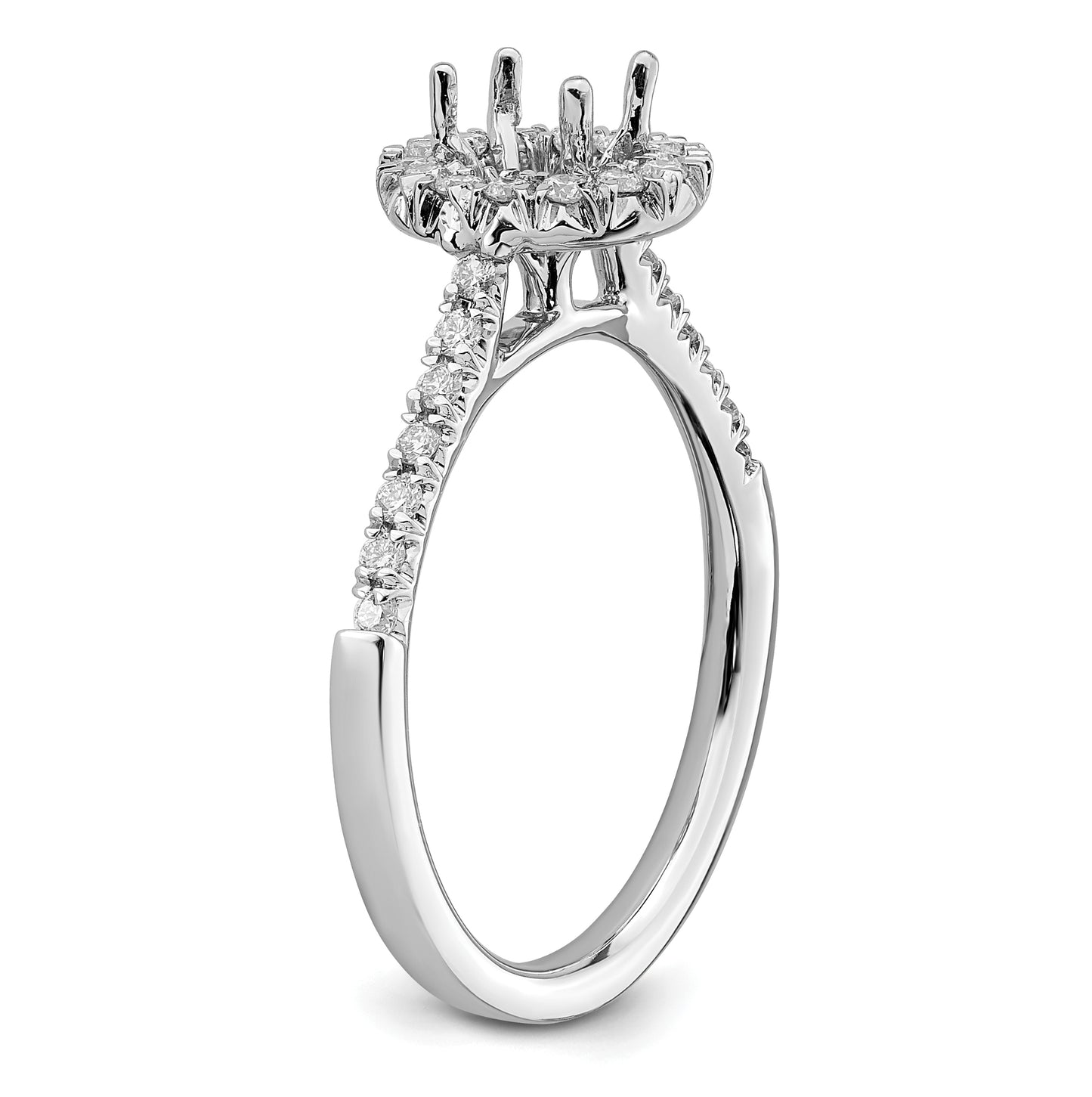 14k White Gold Halo (Holds 1/2 carat (5.9x4.5mm) Oval Center) 1/3 carat Diamond Semi-mount Engagement Ring