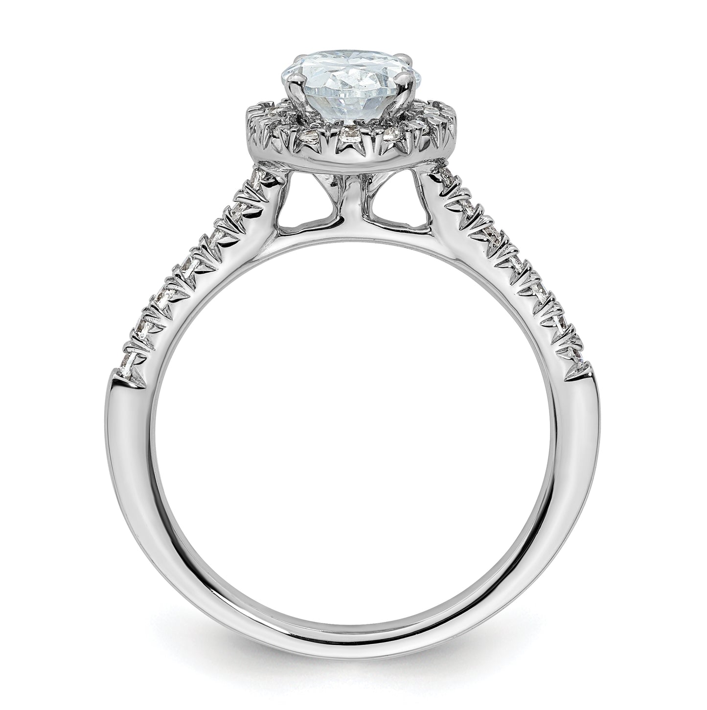 14k White Gold Halo (Holds 3/4 carat (7.5x5.4mm) Oval Center) 1/3 carat Diamond Semi-mount Engagement Ring