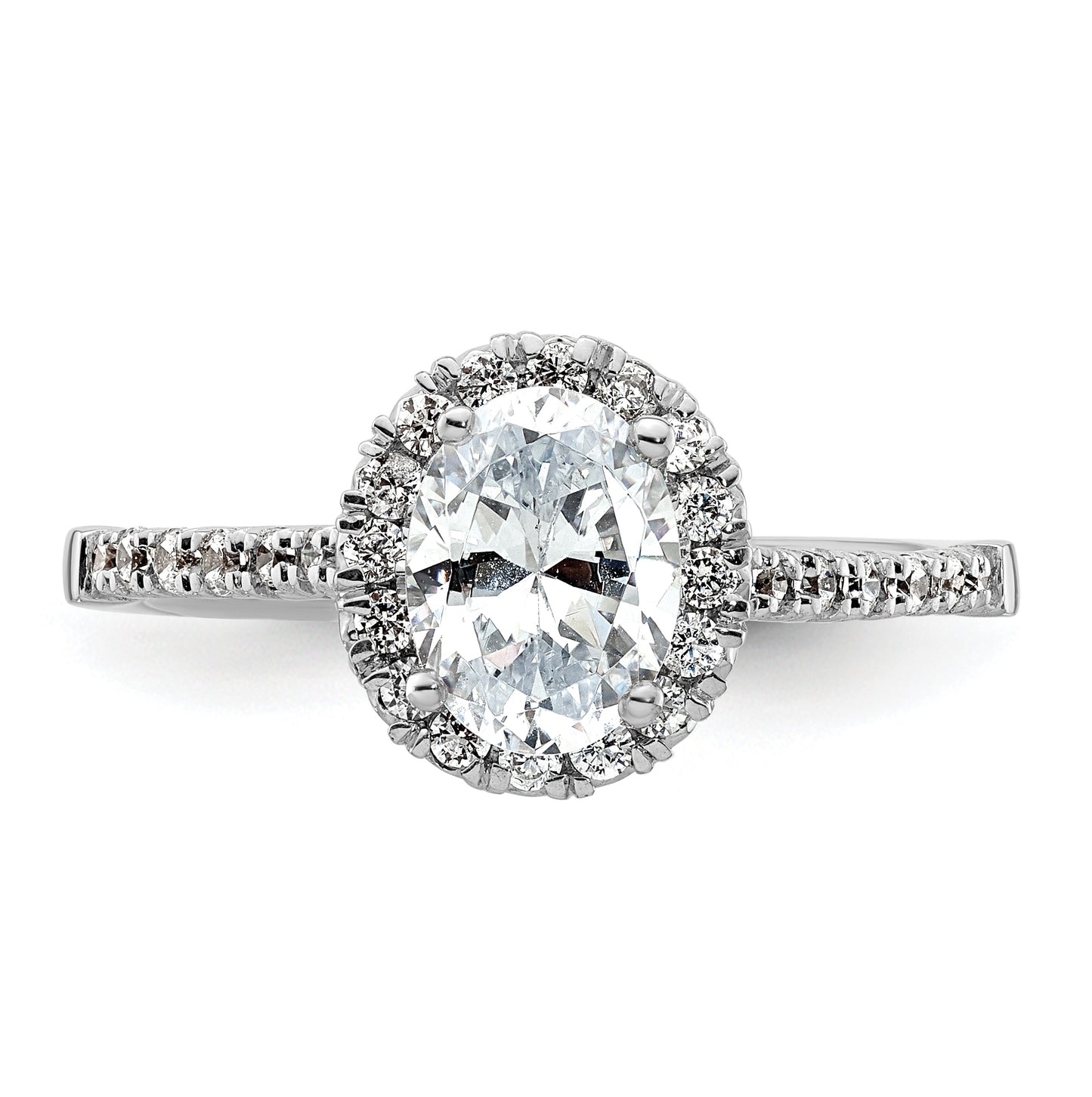 14k White Gold Halo (Holds 3/4 carat (7.5x5.4mm) Oval Center) 1/3 carat Diamond Semi-mount Engagement Ring