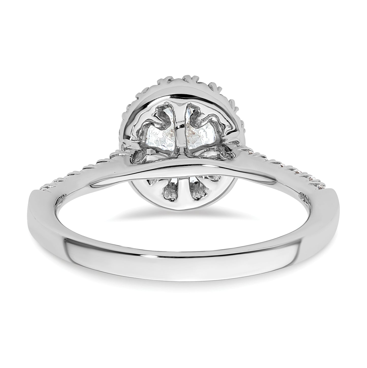 14k White Gold Halo (Holds 3/4 carat (7.5x5.4mm) Oval Center) 1/3 carat Diamond Semi-mount Engagement Ring