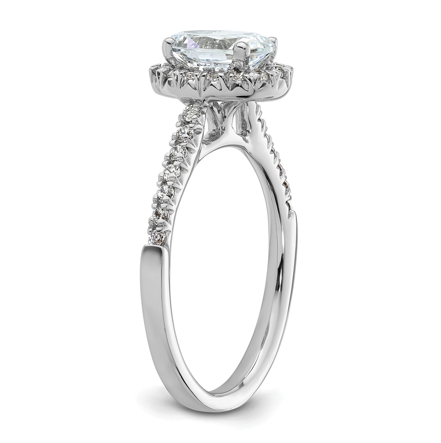 14k White Gold Halo (Holds 3/4 carat (7.5x5.4mm) Oval Center) 1/3 carat Diamond Semi-mount Engagement Ring