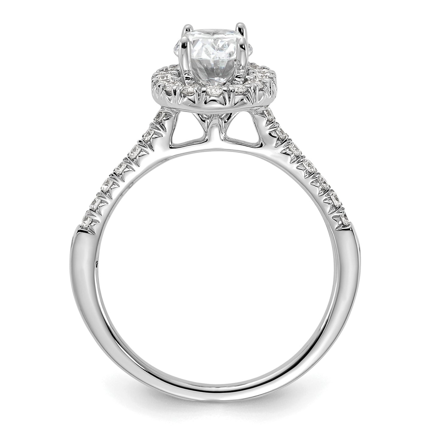 True Origin 14K White Gold 3/8 carat Lab Grown Diamond VS/SI D E F Semi Mount Oval Halo Engagement Ring