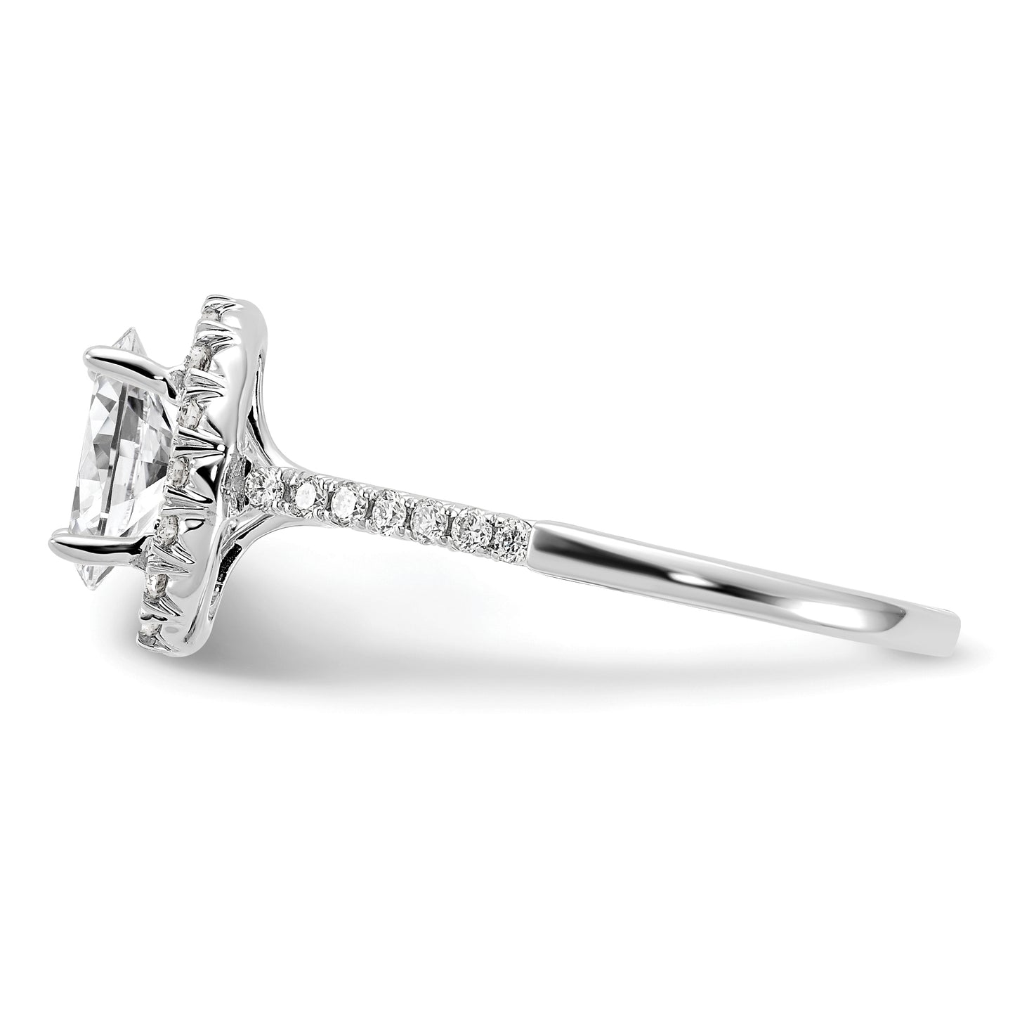 True Origin 14K White Gold 3/8 carat Lab Grown Diamond VS/SI D E F Semi Mount Oval Halo Engagement Ring