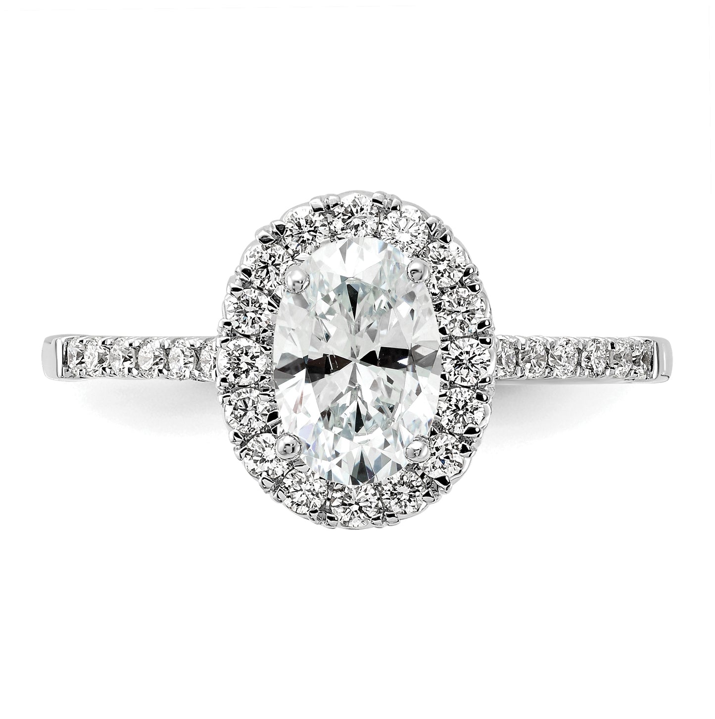 True Origin 14K White Gold 3/8 carat Lab Grown Diamond VS/SI D E F Semi Mount Oval Halo Engagement Ring