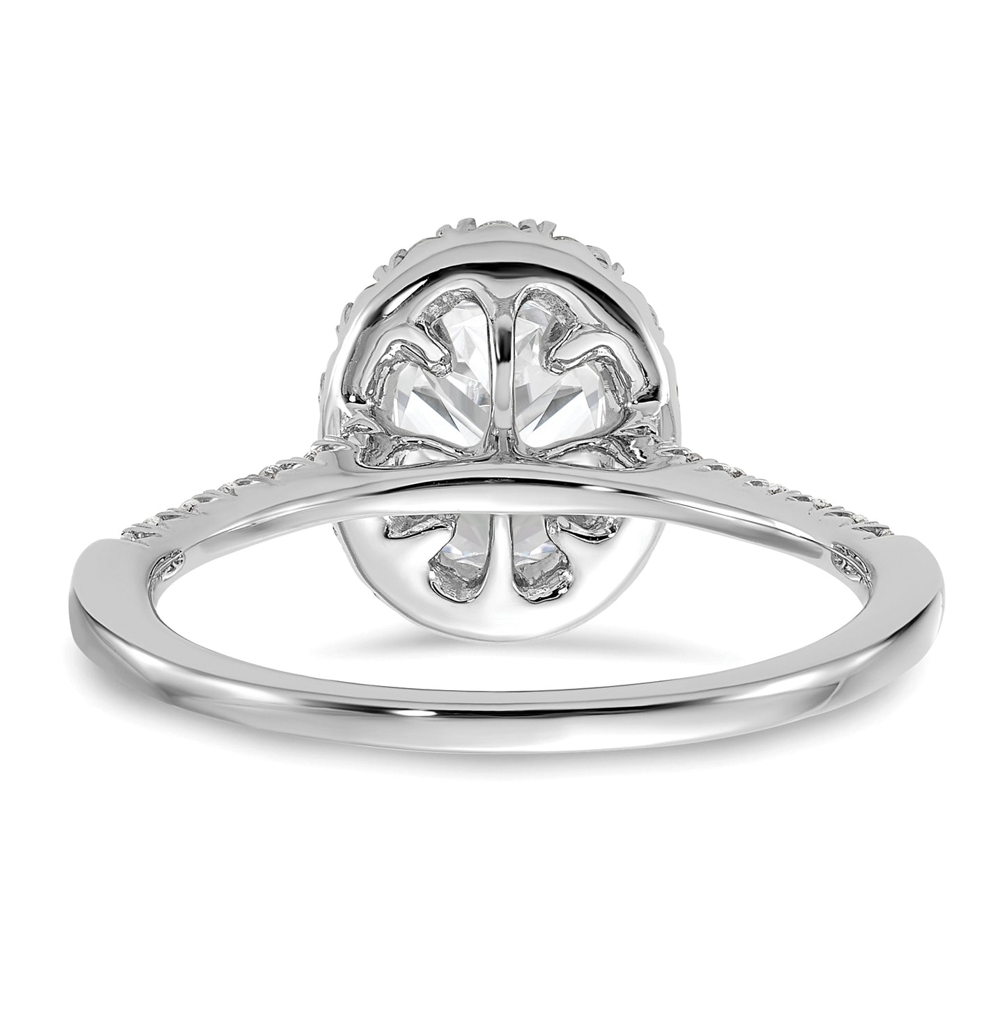 14k White Gold Halo (Holds 1 carat (8x5.7mm) Oval Center) 3/8 carat Diamond Semi-mount Engagement Ring