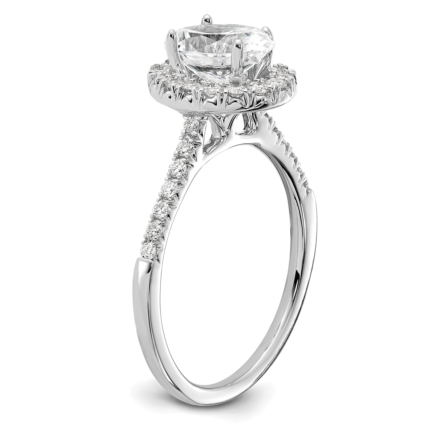 True Origin 14K White Gold 3/8 carat Lab Grown Diamond VS/SI D E F Semi Mount Oval Halo Engagement Ring
