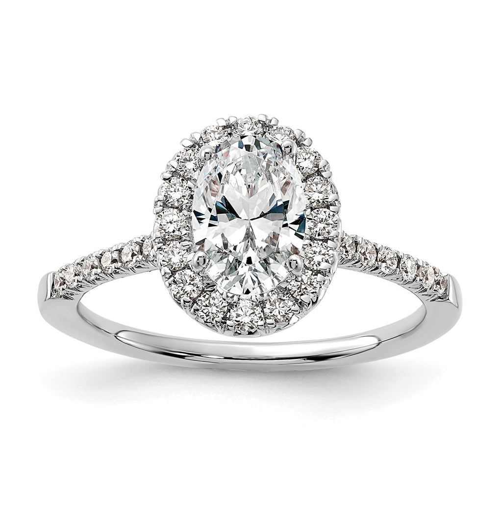 True Origin 14K White Gold 3/8 carat Lab Grown Diamond VS/SI D E F Semi Mount Oval Halo Engagement Ring