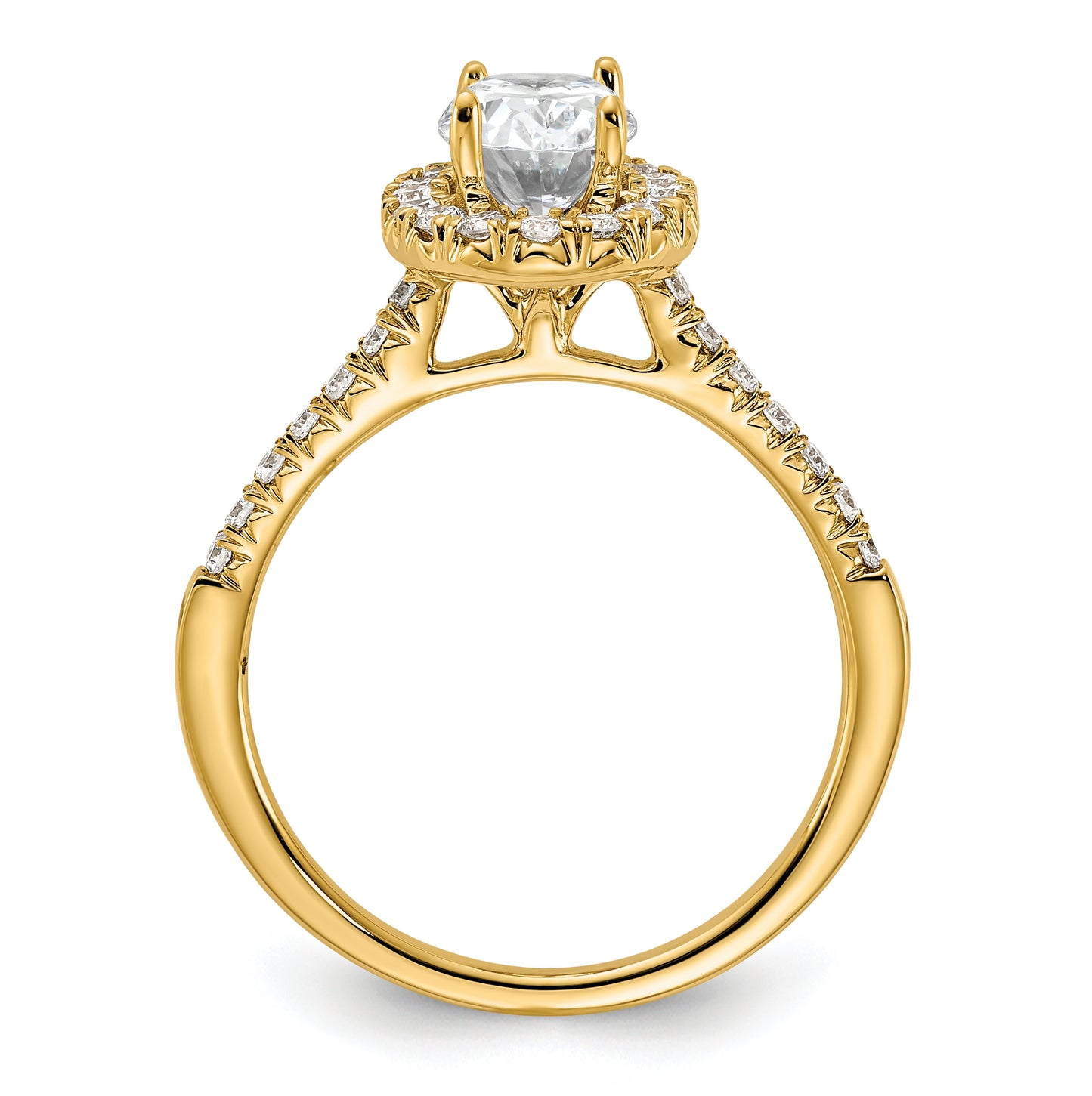 14K Yellow Gold Oval Halo Diamond Semi-mount Engagement Ring