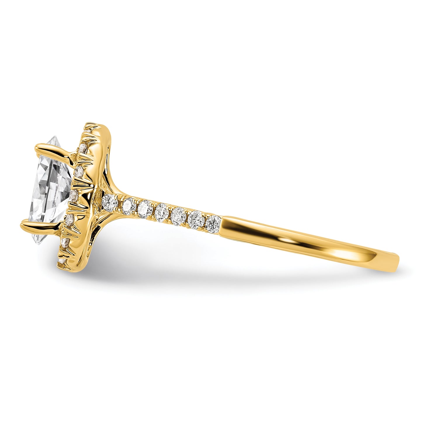 14K Yellow Gold Oval Halo Diamond Semi-mount Engagement Ring
