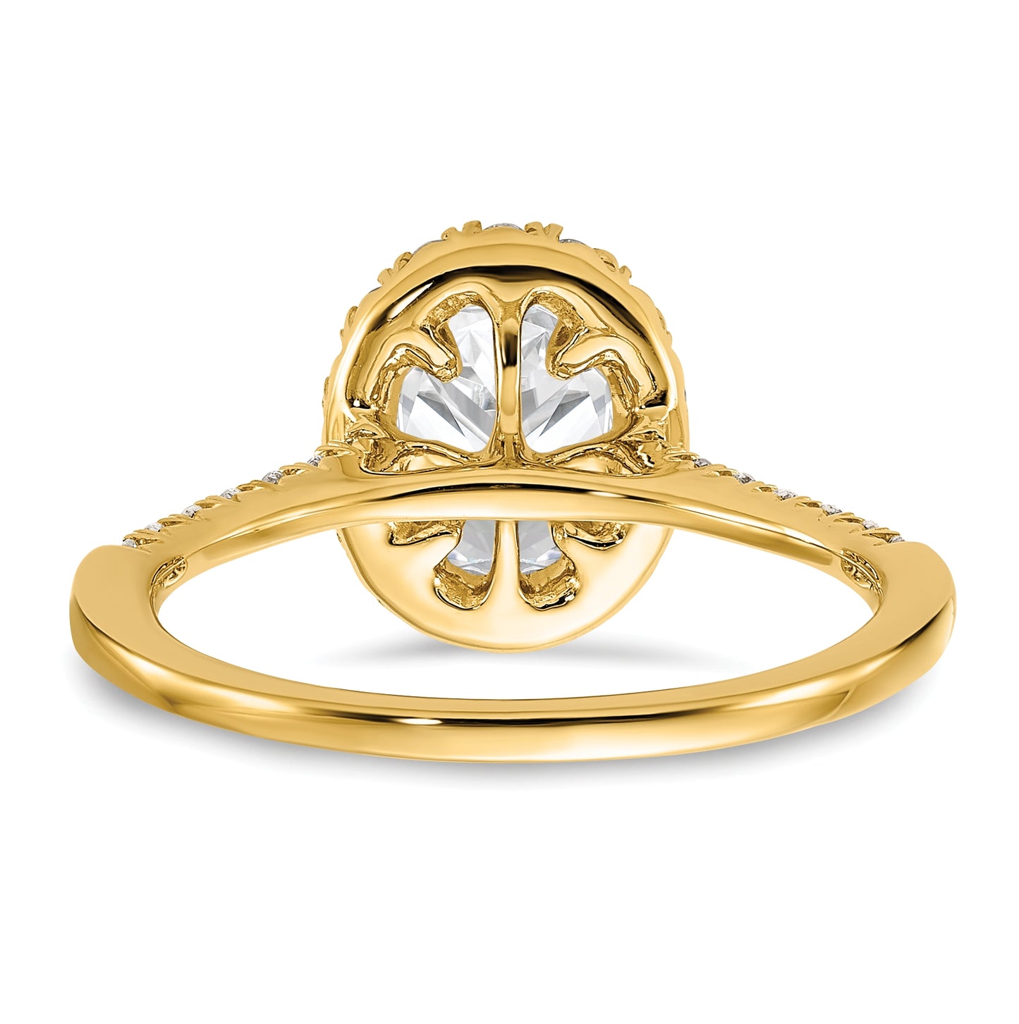 14K Yellow Gold Oval Halo Diamond Semi-mount Engagement Ring