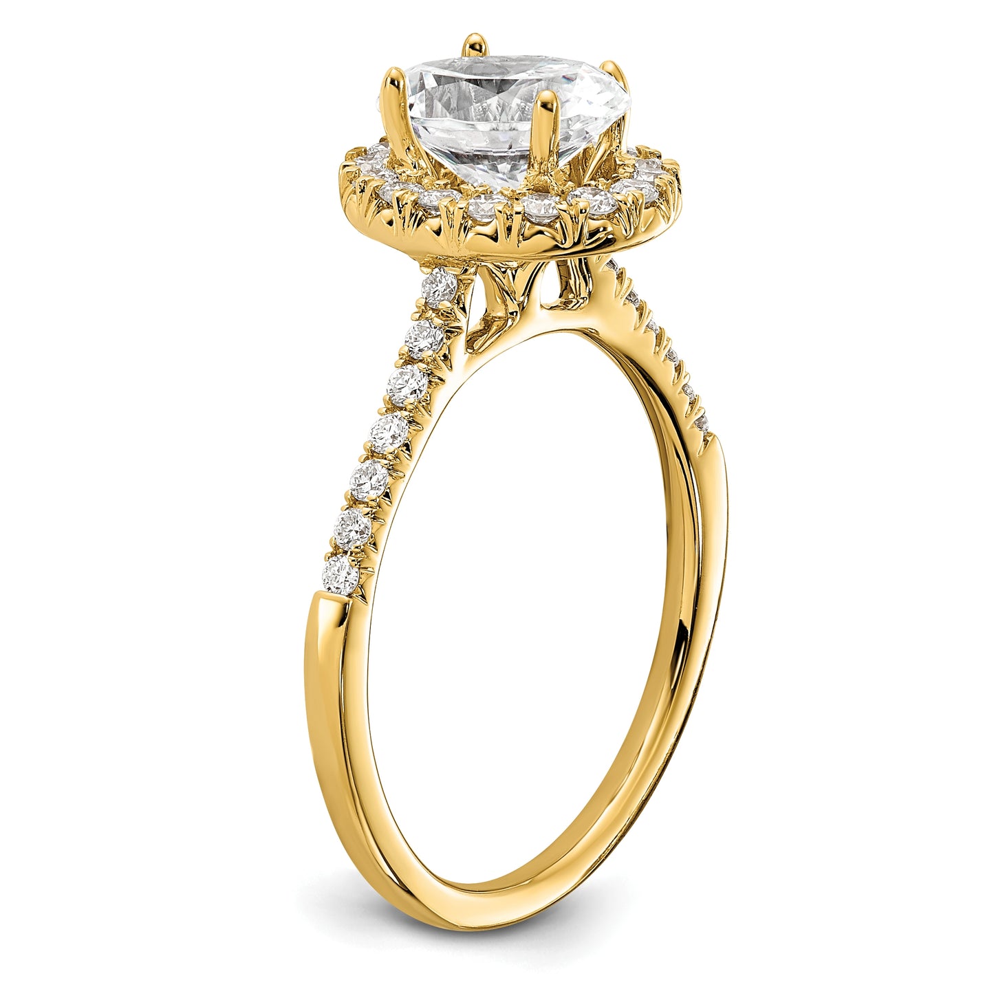14K Yellow Gold Oval Halo Diamond Semi-mount Engagement Ring