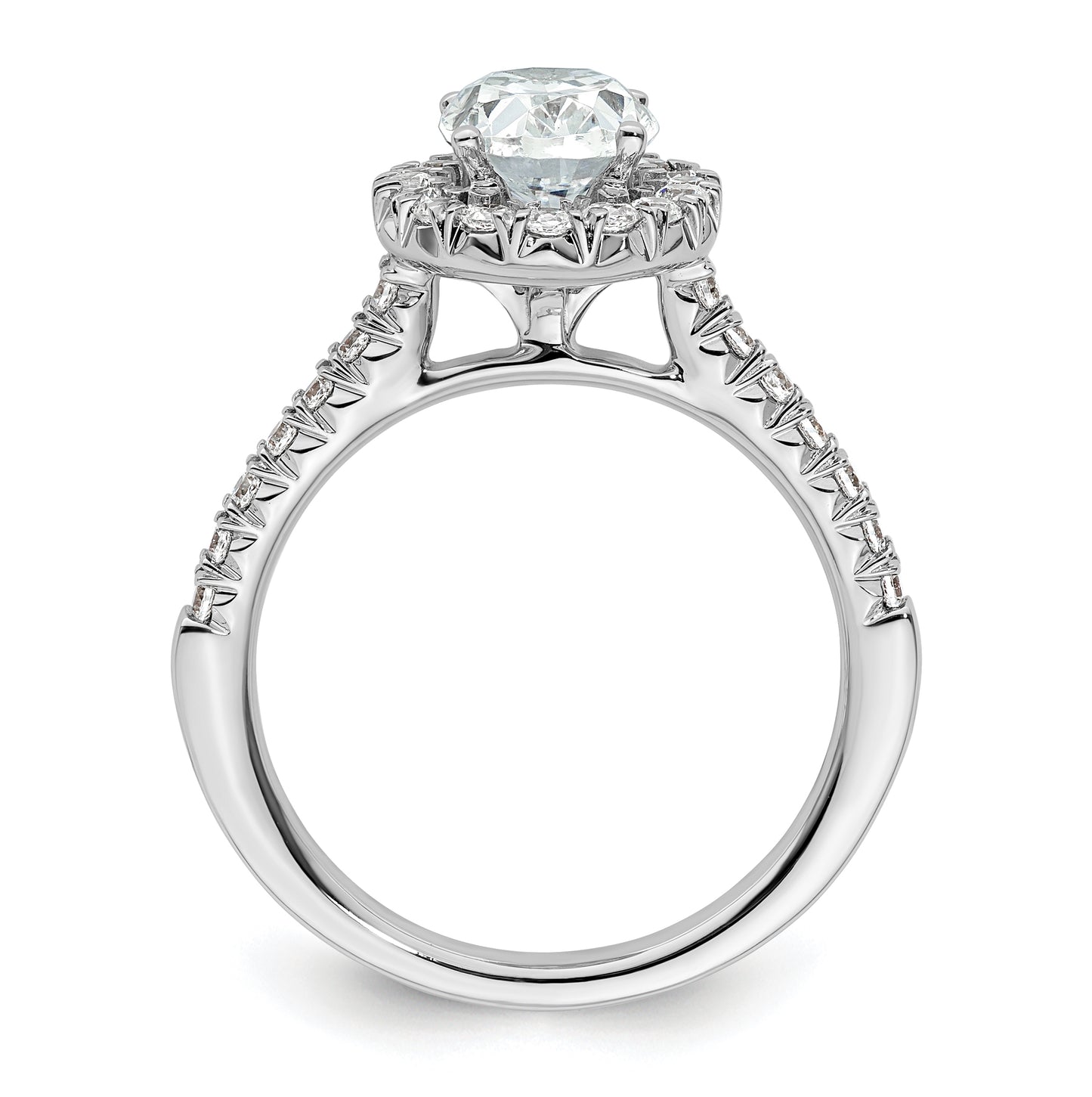 14k White Gold Halo (Holds 1.25 carat (8.5x6.1mm) Oval Center) 1/2 carat Diamond Semi-mount Engagement Ring