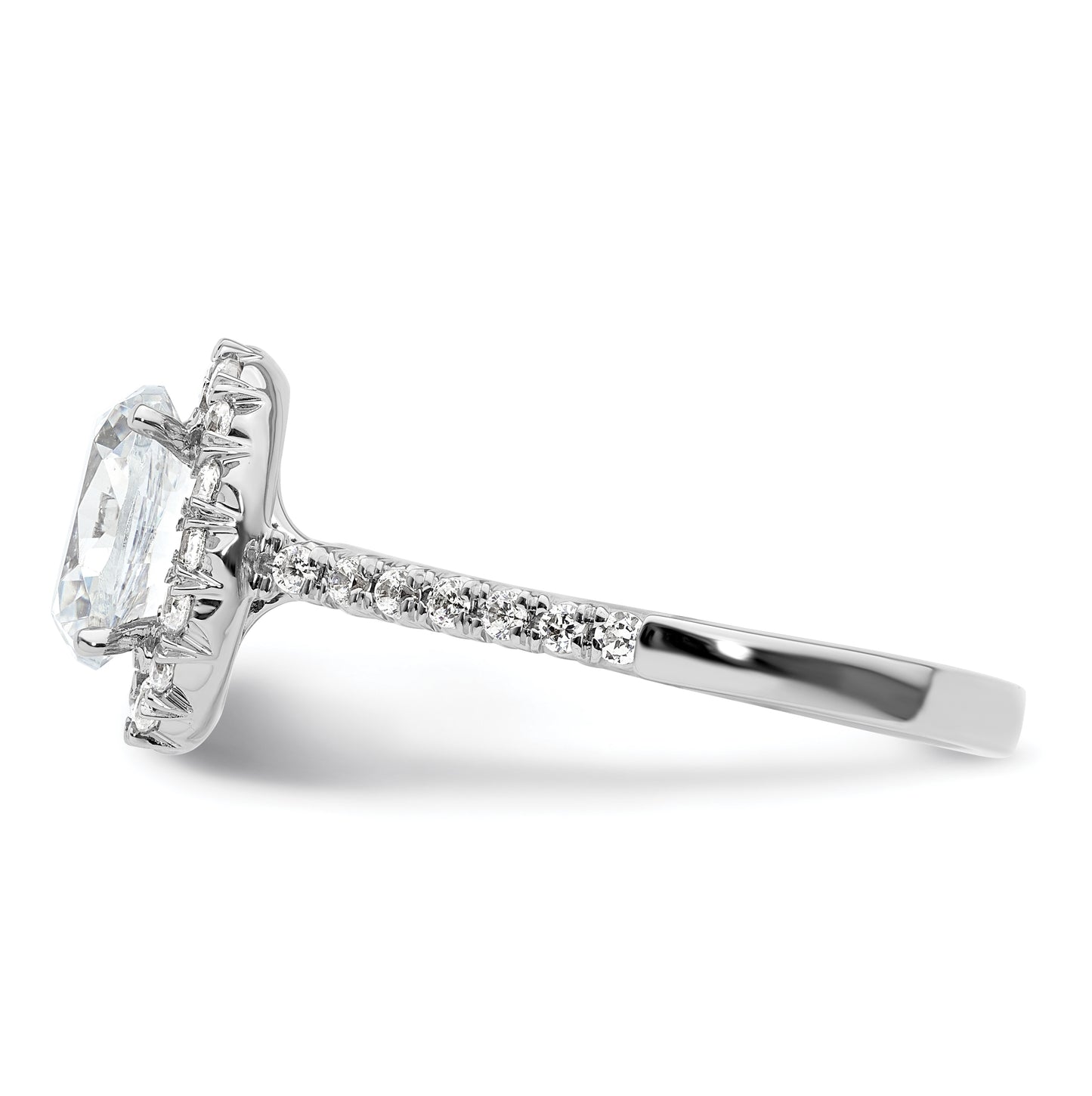 14k White Gold Halo (Holds 1.25 carat (8.5x6.1mm) Oval Center) 1/2 carat Diamond Semi-mount Engagement Ring