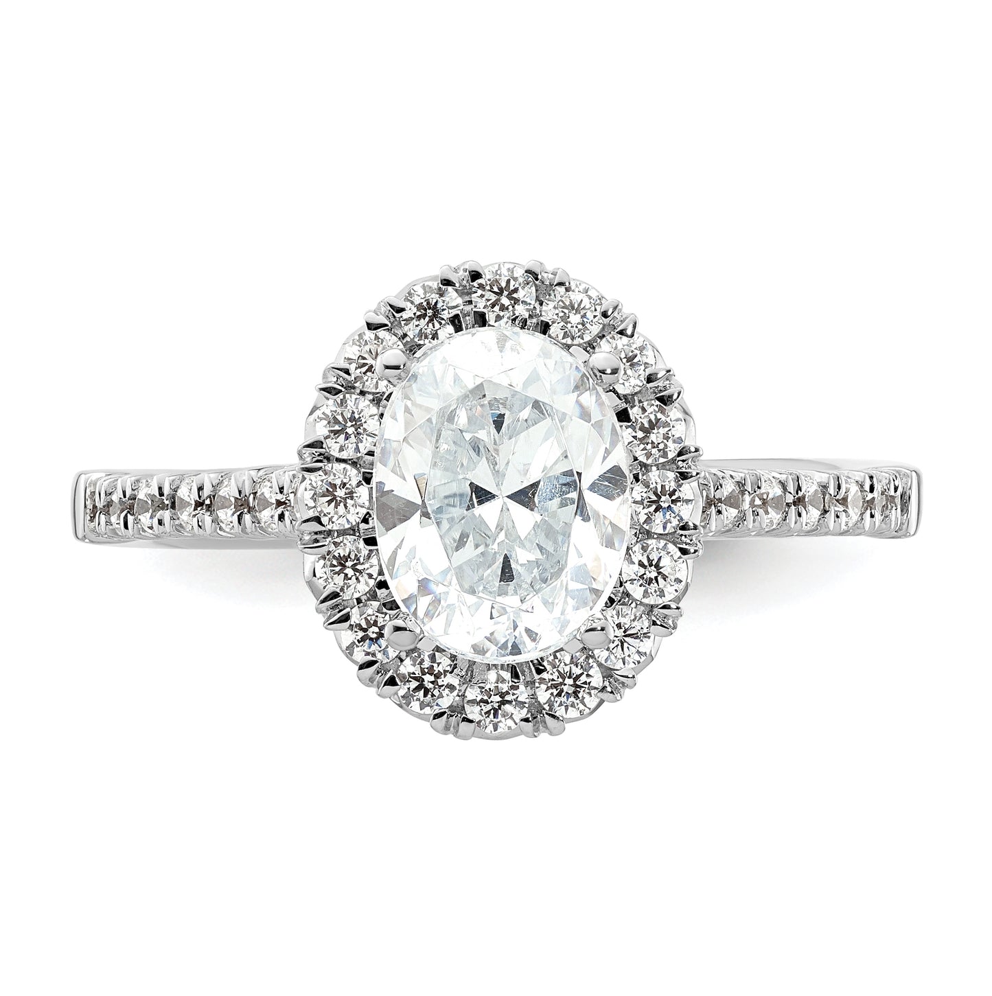 14k White Gold Halo (Holds 1.25 carat (8.5x6.1mm) Oval Center) 1/2 carat Diamond Semi-mount Engagement Ring