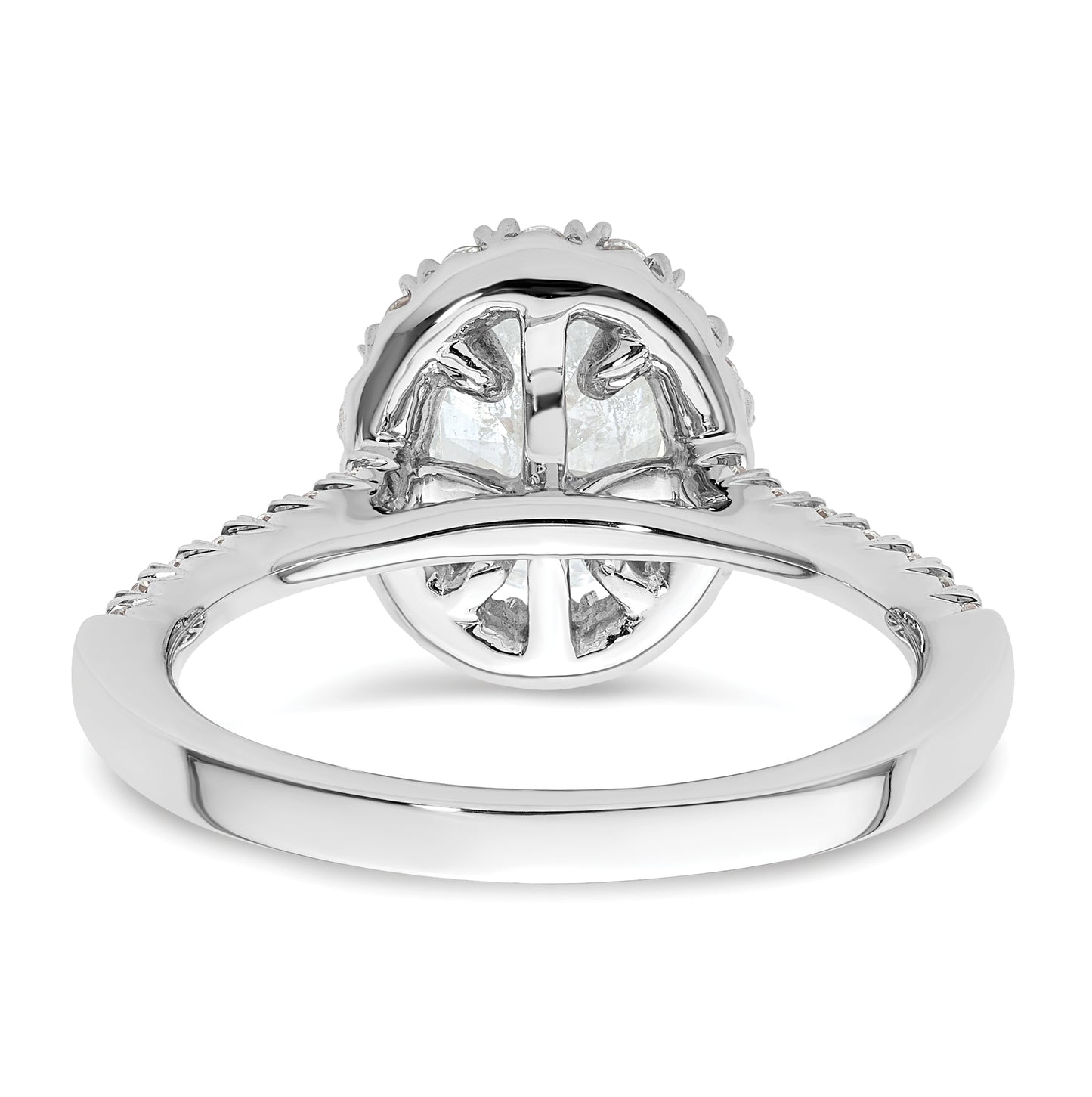 14k White Gold Halo (Holds 1.25 carat (8.5x6.1mm) Oval Center) 1/2 carat Diamond Semi-mount Engagement Ring