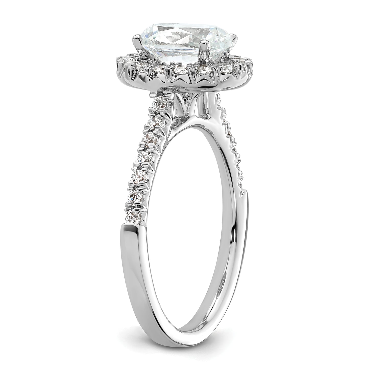 14k White Gold Halo (Holds 1.25 carat (8.5x6.1mm) Oval Center) 1/2 carat Diamond Semi-mount Engagement Ring